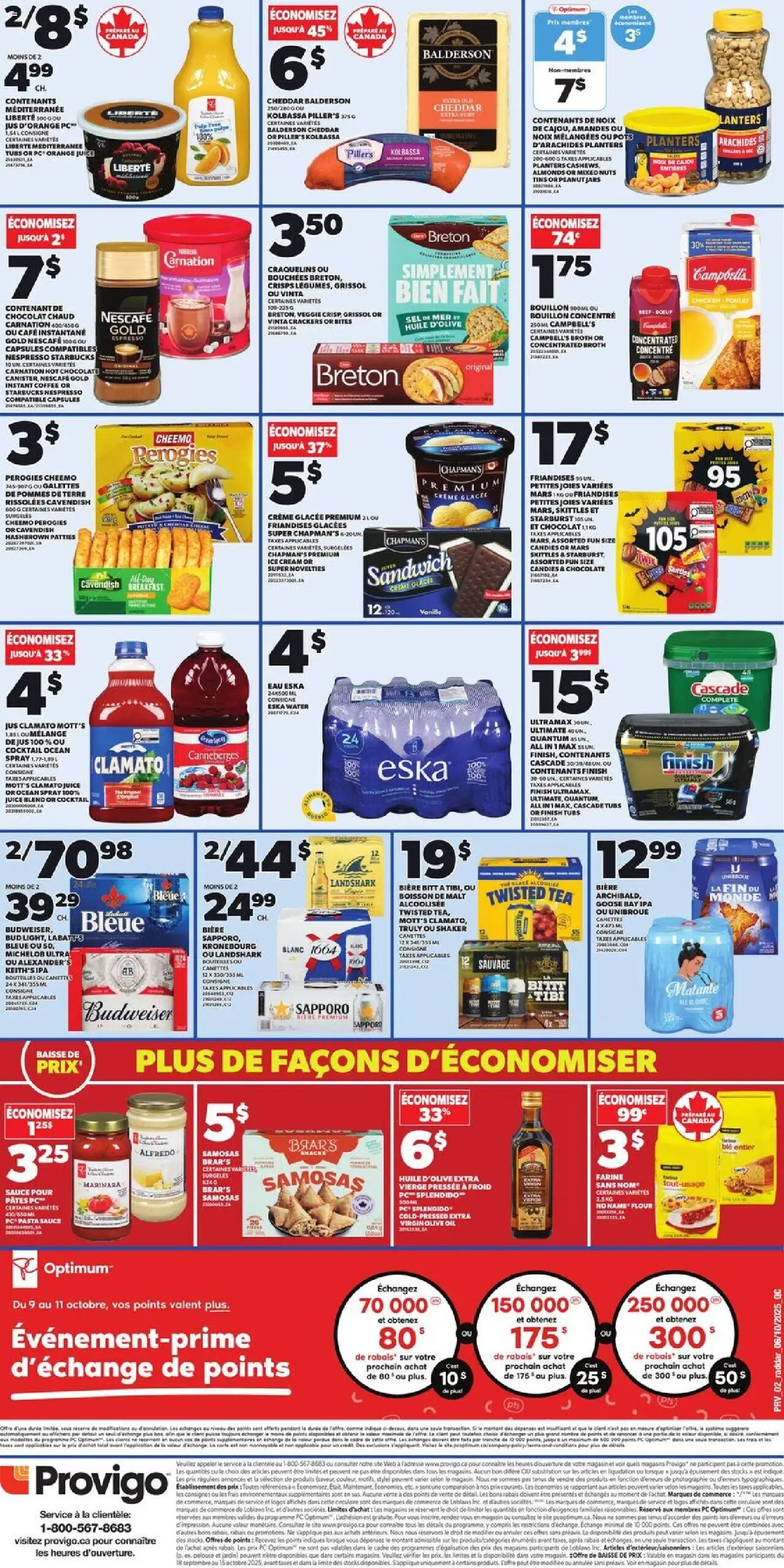 Provigo flyer valid from 09.10.2025 | Page: 2 | Products: Tea, Pasta, Chocolate, Chicken
