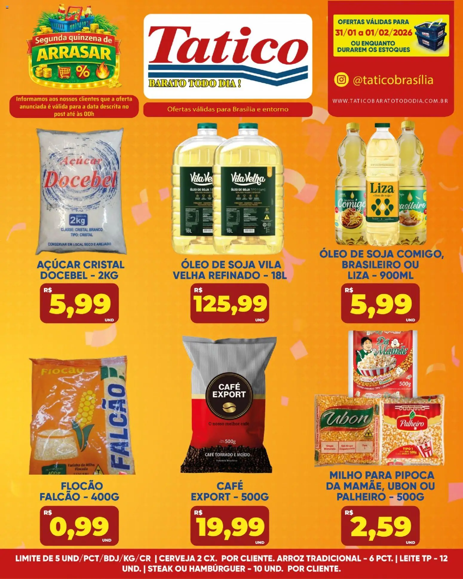 Tatico Folheto - válido de 31.01.2026 | Página: 3 | Produtos: Leite, Hambúrguer, Soja, Pipoca