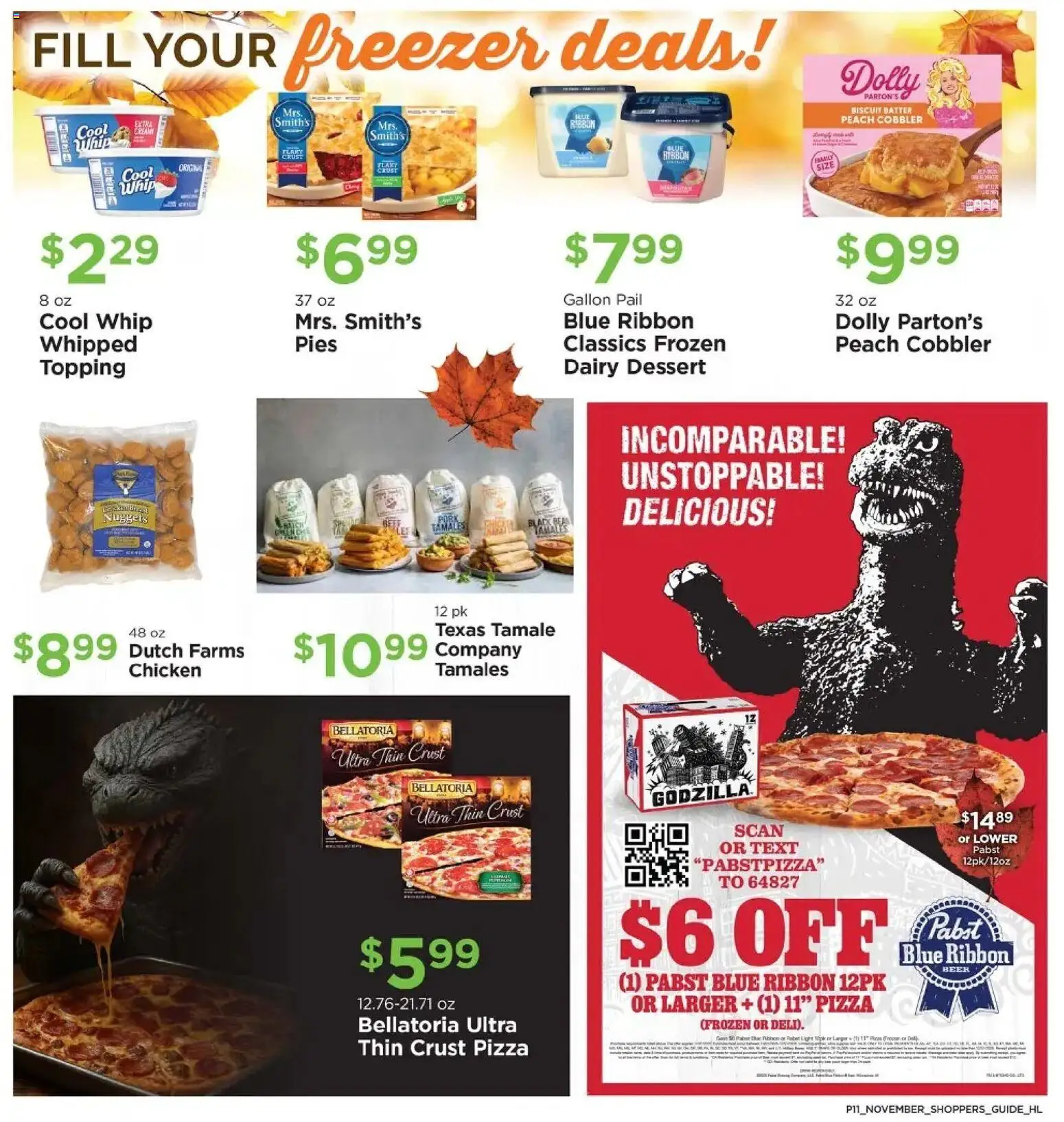 Homeland Bring Savings Home Shopper's Guide - valid from 01.11.2025 | Page: 11 | Products: Pizza, Beer, Peach, Freezer