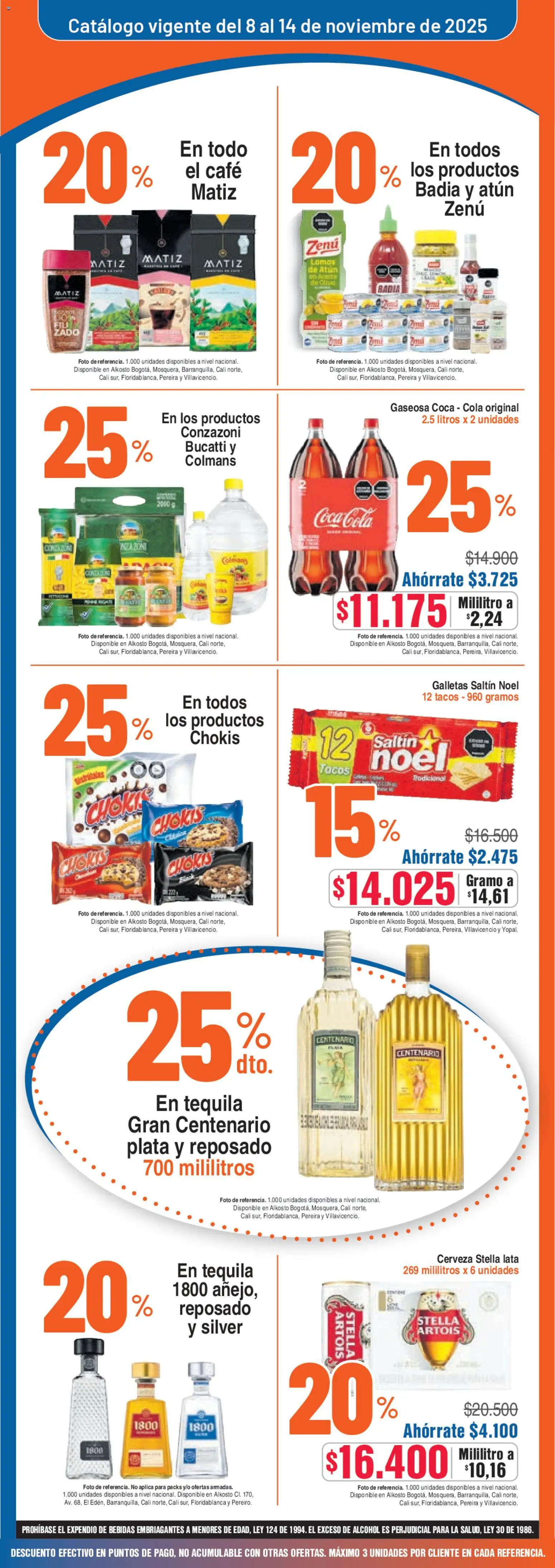 Alkosto revista - valida desde el 08.11.2025 | Página: 2 | Productos: Galletas, Atún, Tequila, Café