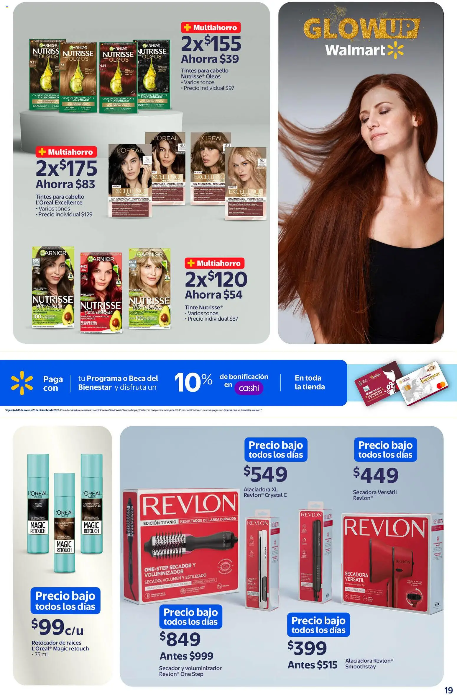 Nuevas ofertas de Walmart válidas en toda la República Mexicana desde el 11.02.2026. ¡Encuentra las mejores ofertas en Walmart folleto! | Página: 19 | Productos: Secadora, Brillo, Banco, Mascarilla