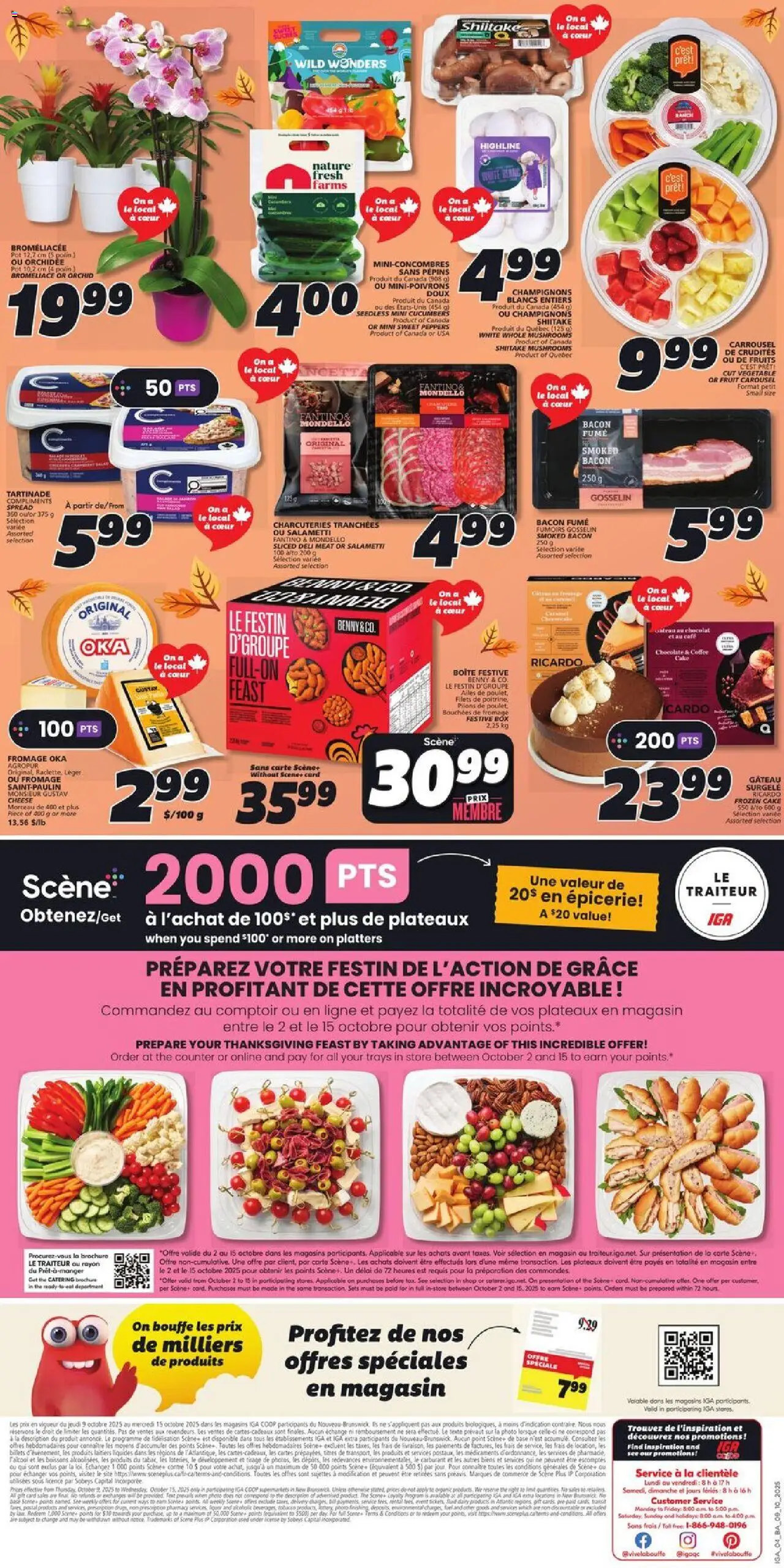 IGA flyer valid from 09.10.2025 | Page: 4 | Products: Cucumbers, Box, Cheese, Coffee