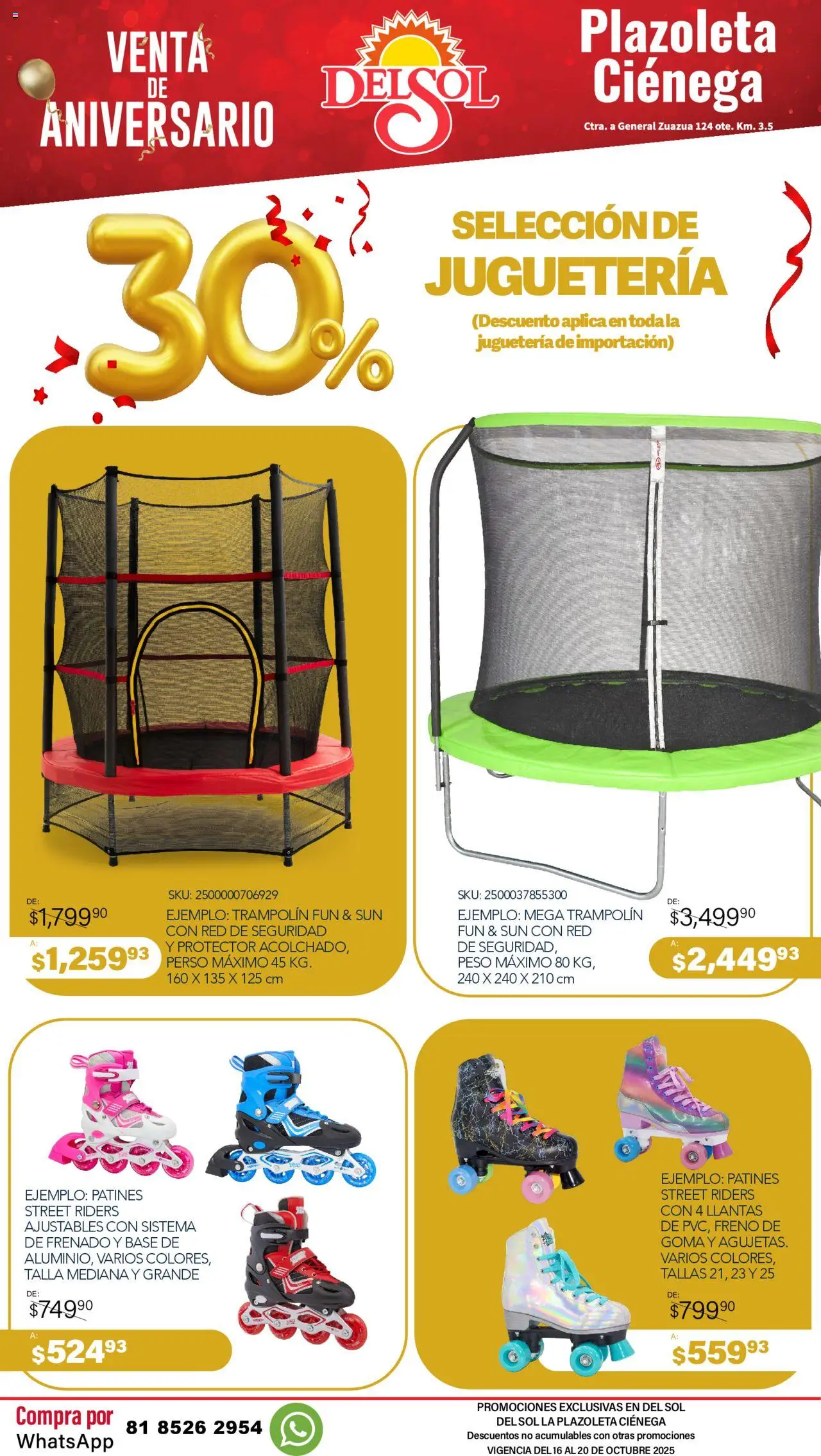 Nuevas ofertas de Del Sol y Woolworth válidas en toda la República Mexicana desde el 16.10.2025. ¡Encuentra las mejores ofertas en Del Sol y Woolworth - Catálogo Aniversario Apertura Del Sol Ciénega! | Página: 16 | Productos: Trampolín