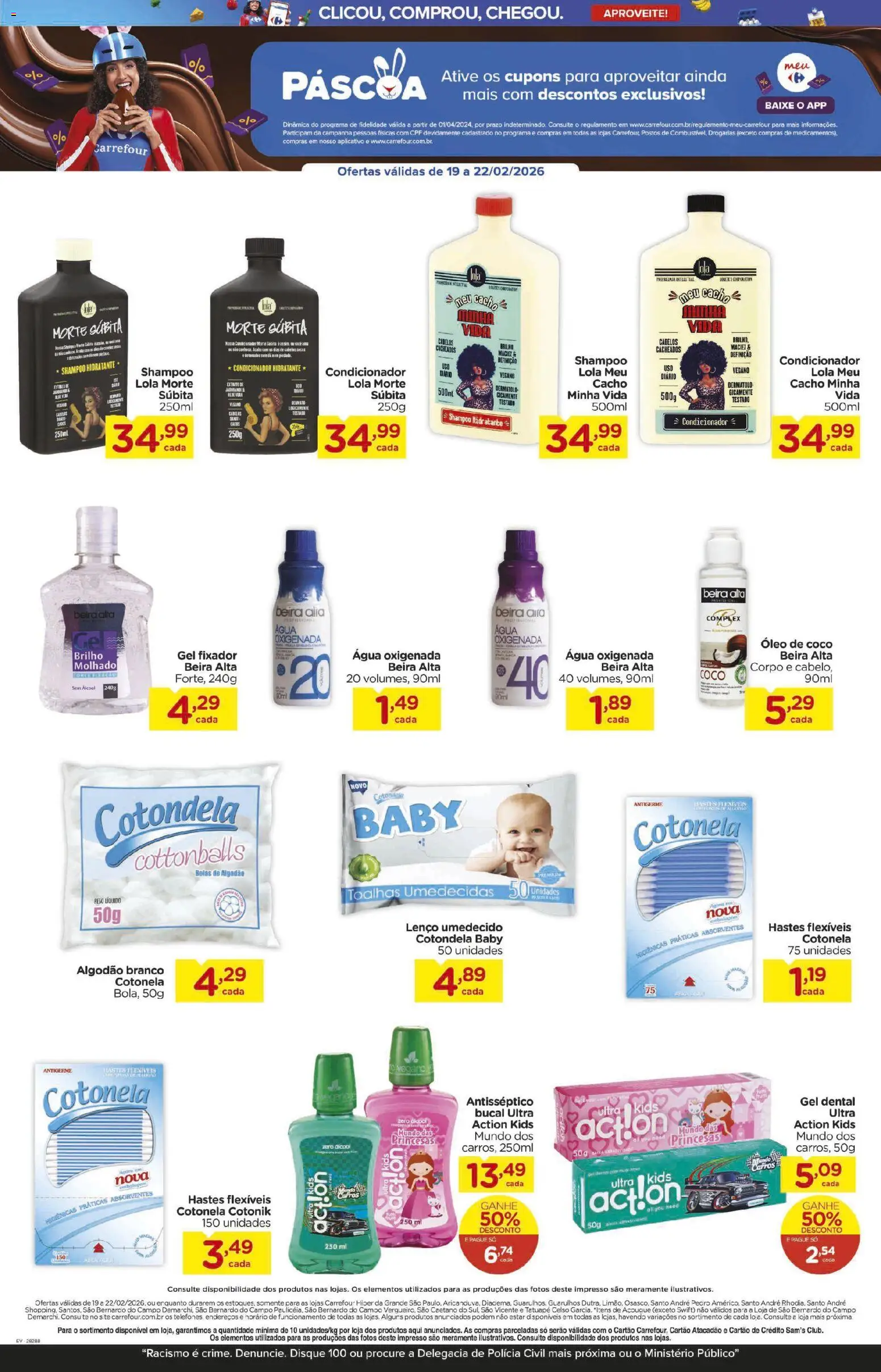 Carrefour Folheto - válido de 19.02.2026 | Página: 2 | Produtos: Shampoo, Condicionador, Algodão, Óleo de coco