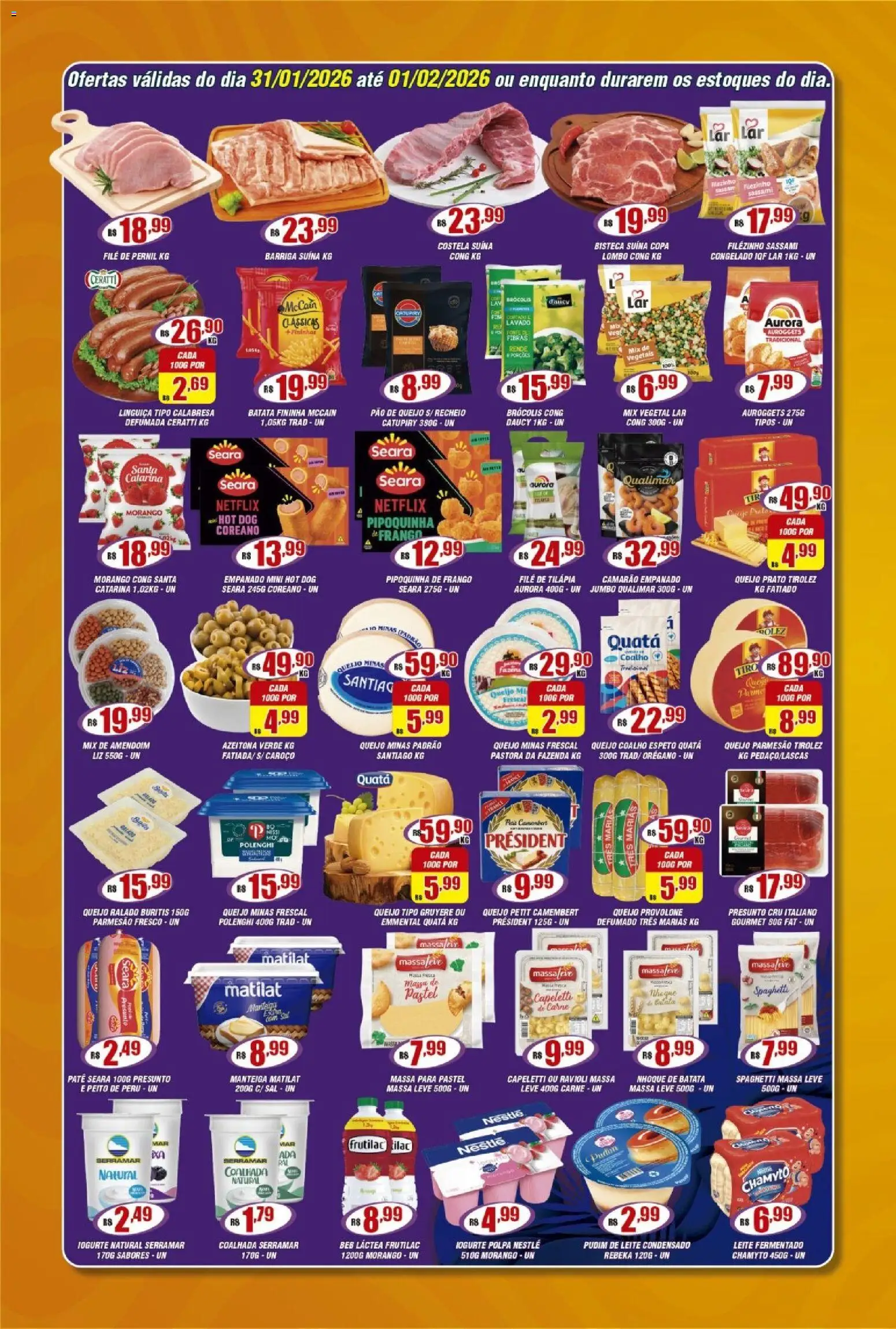 Violeta Supermercados Folheto - válido de 31.01.2026 | Página: 3 | Produtos: Linguiça, Lombo, Iogurte, Tilápia