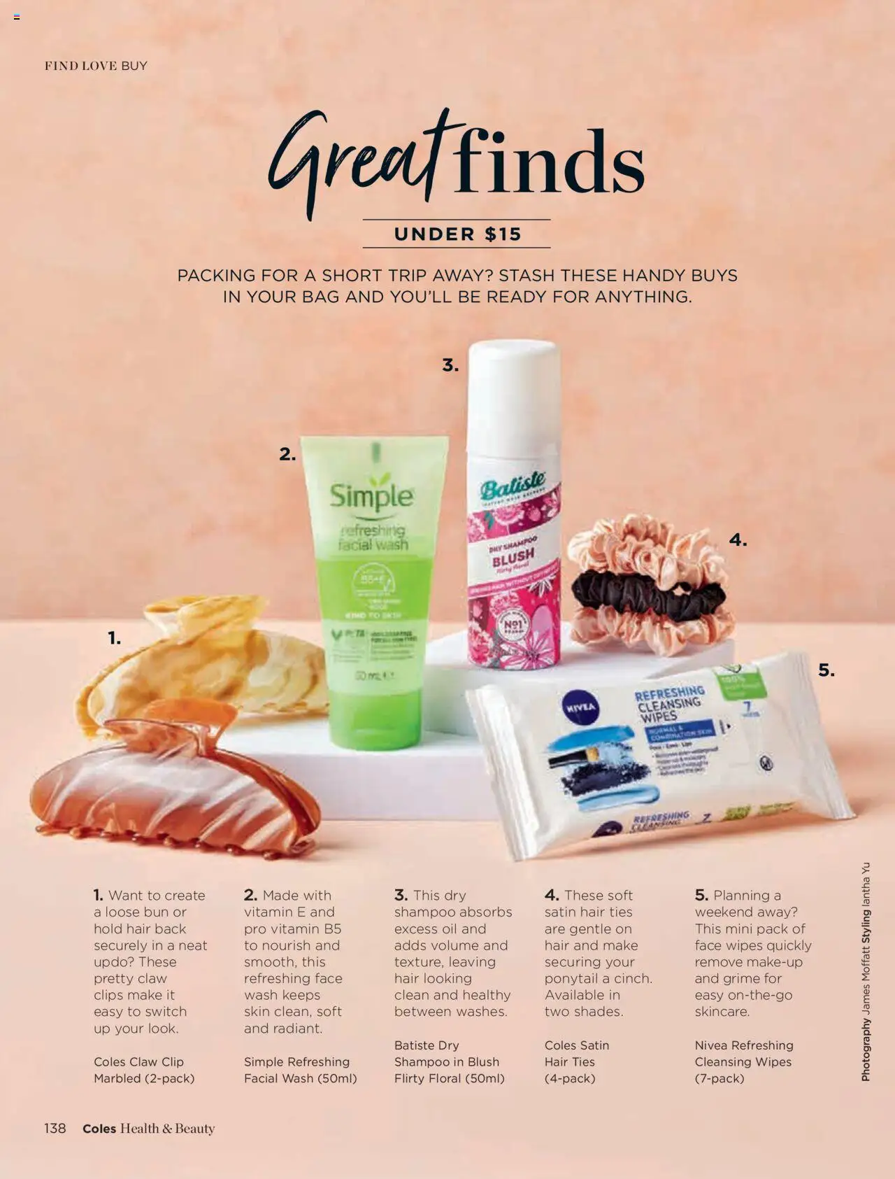 Coles catalogue - valid from 07.10.2024 | Page: 138 | Products: Floral, Blush, Oil, Bag