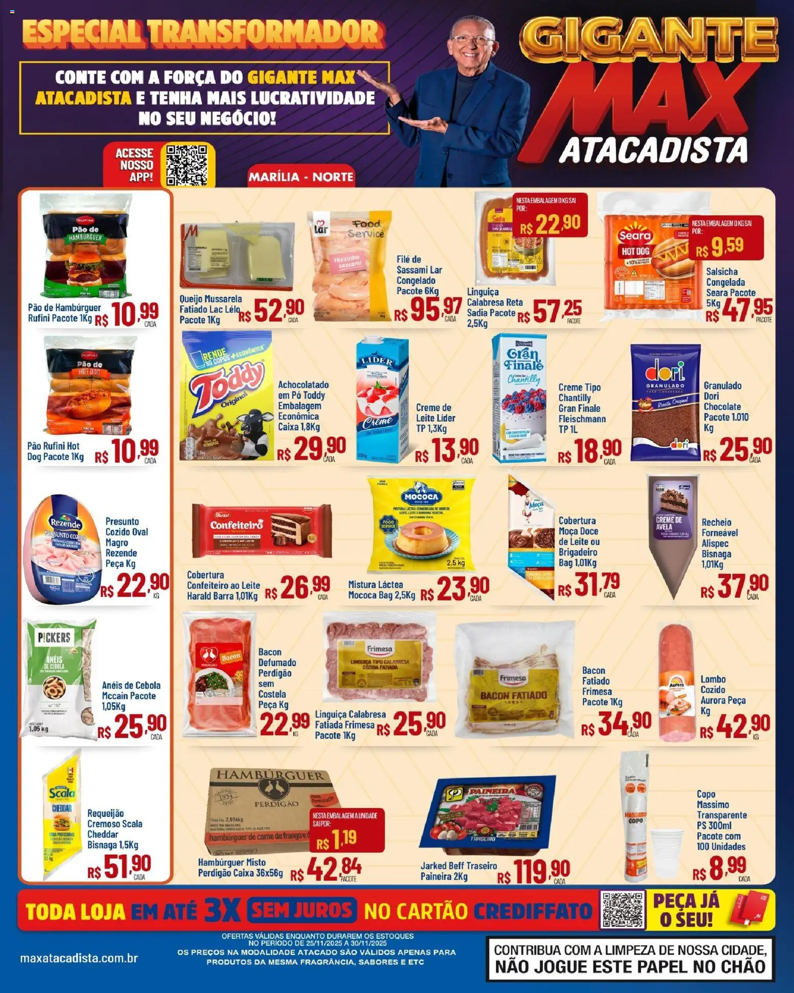 Max Atacadista Folheto - válido de 25.11.2025 | Página: 1 | Produtos: Achocolatado, Salsicha, Lombo, Cheddar