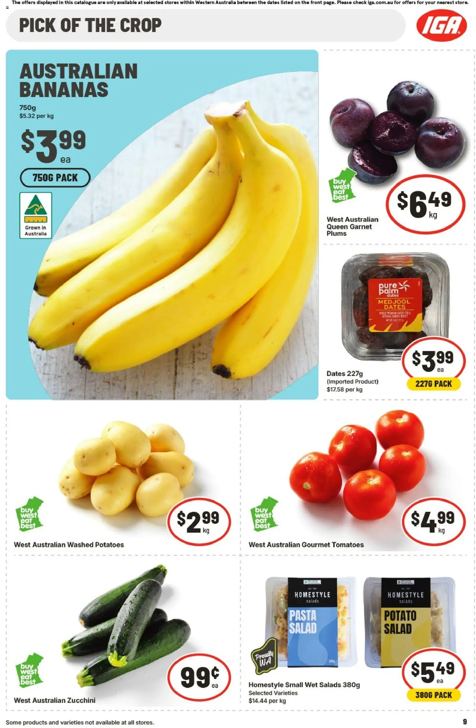 IGA catalogue - valid from 25.02.2026 | Page: 9 | Products: Tomatoes, Bananas, Pasta, Zucchini