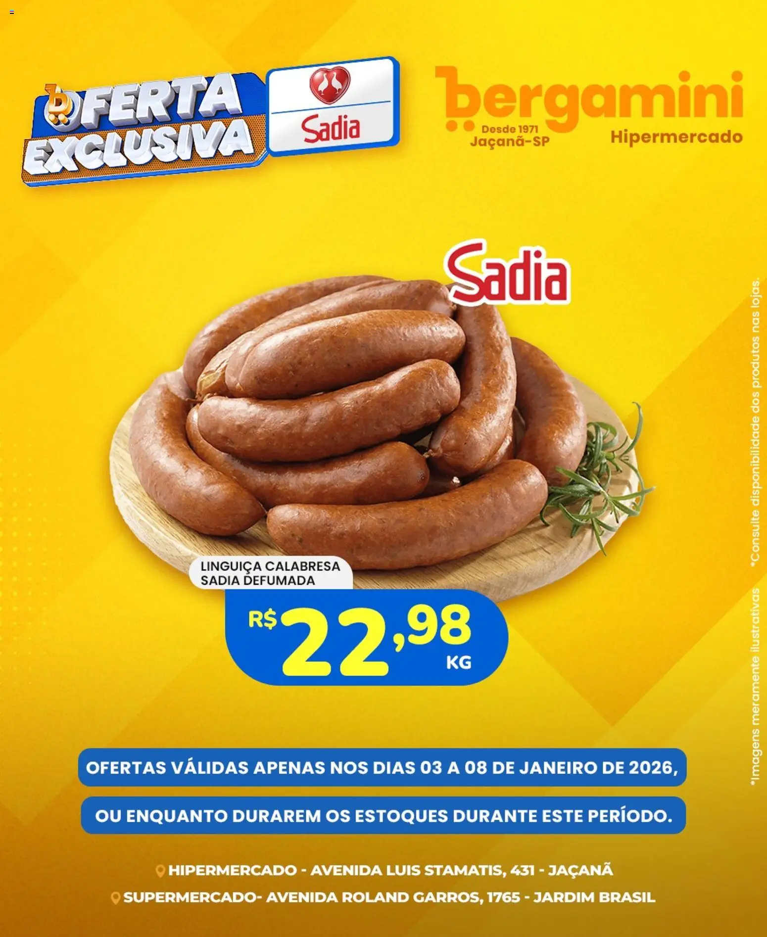 Supermercado Bergamini Folheto - válido de 03.01.2026 | Página: 1 | Produtos: Linguiça