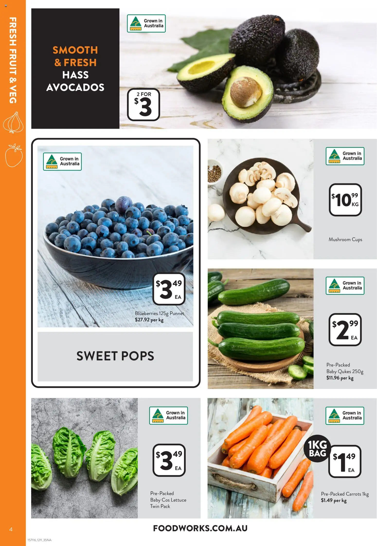 Foodworks catalogue - valid from 12.11.2025 | Page: 4 | Products: Cups, Lettuce, Carrots, Blueberries