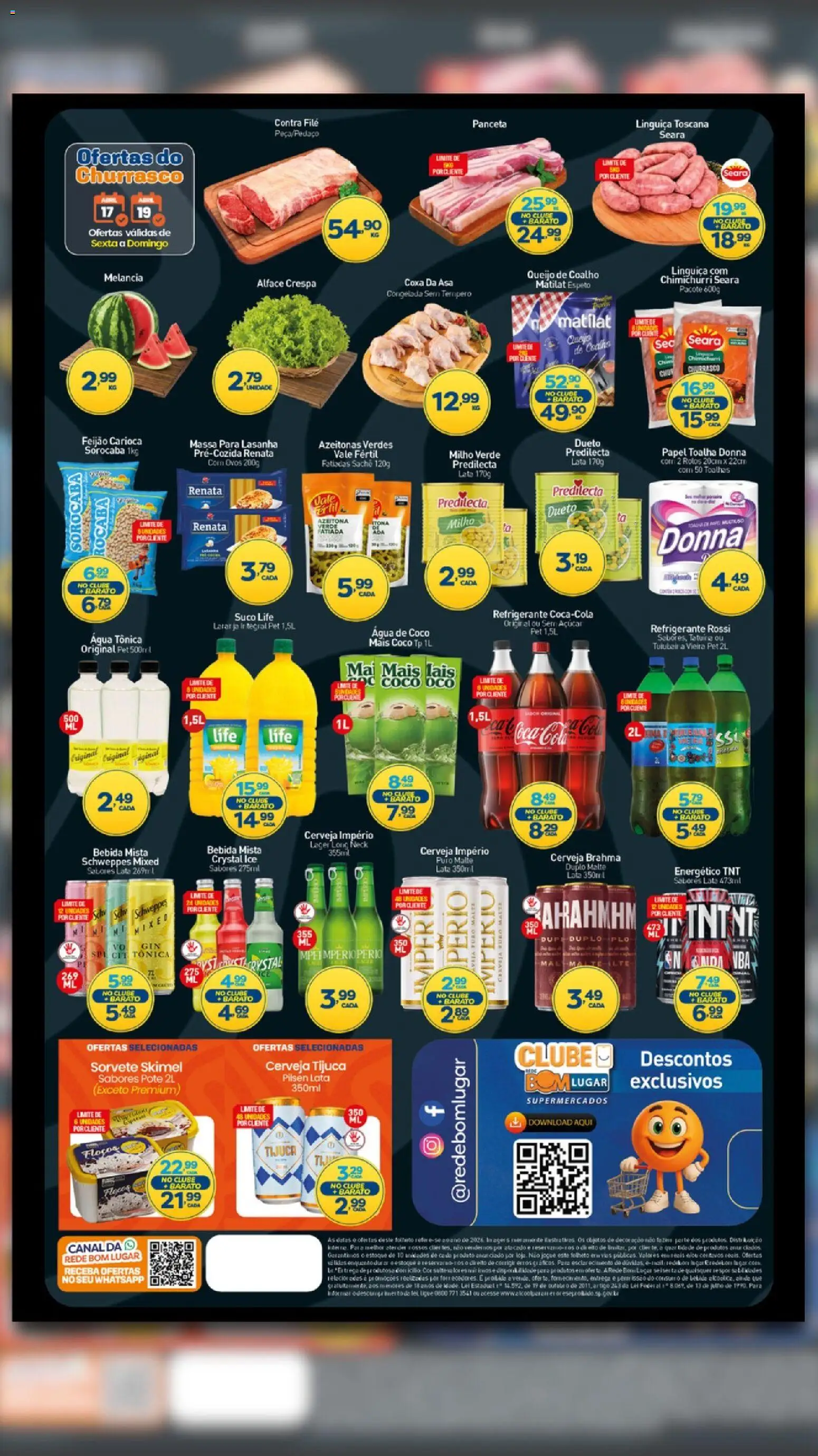 Rede Bom Lugar Folheto - válido de 17.04.2026 | Página: 2 | Produtos: Linguiça, Bebida, Açúcar, Refrigerante