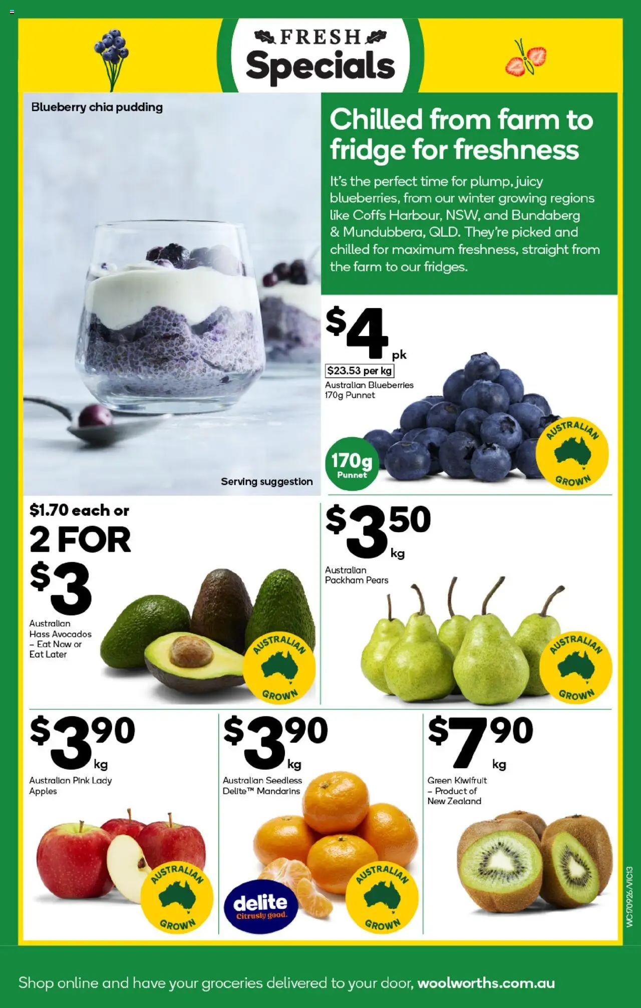 Woolworths catalogue - valid from 17.09.2025 | Page: 13 | Products: Mandarins, Pudding, Blueberries, Fridge
