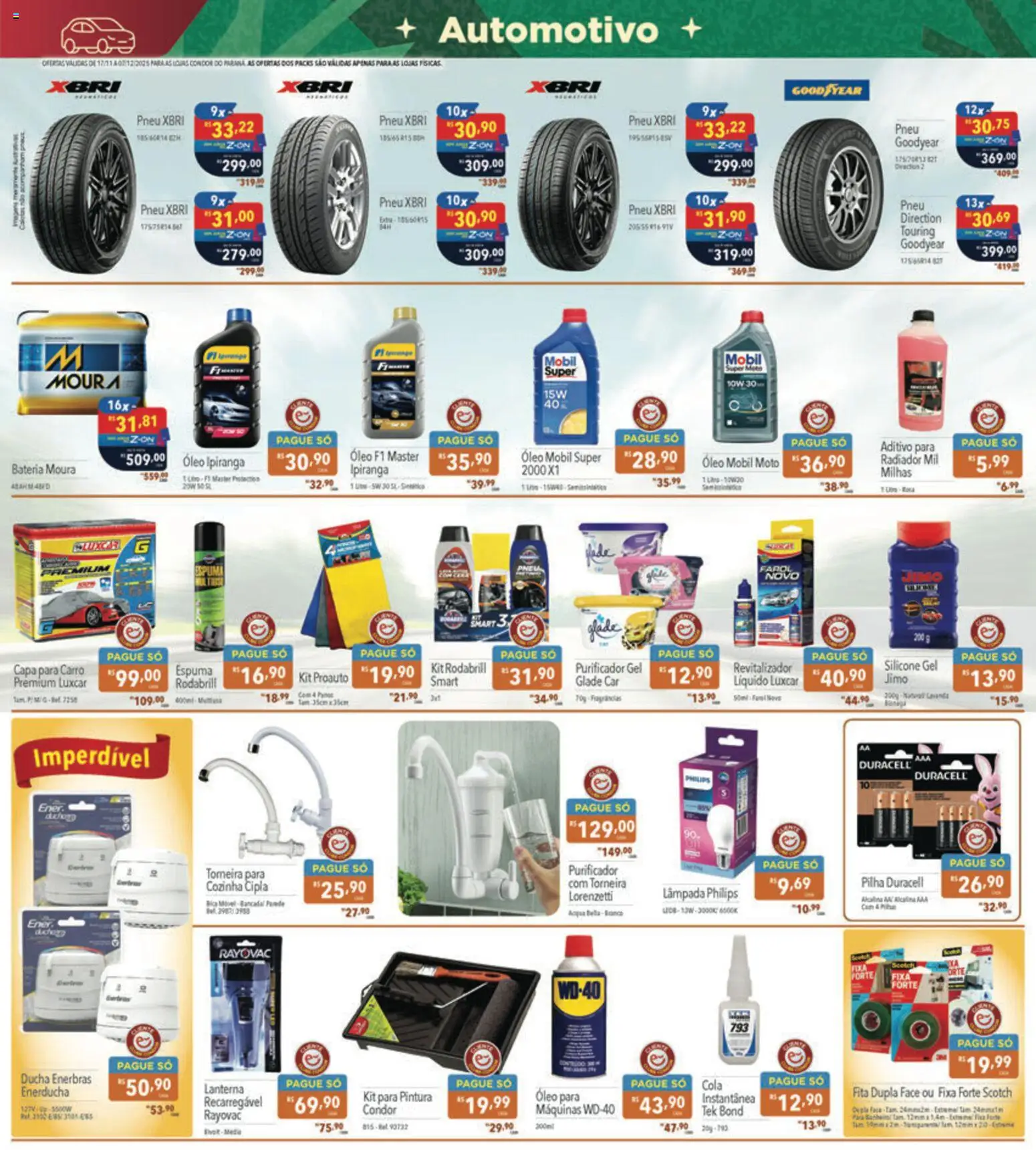 Supermercados Condor Folheto - válido de 17.11.2025 | Página: 29 | Produtos: Pneu, Purificador, Kit para pintura, Bateria
