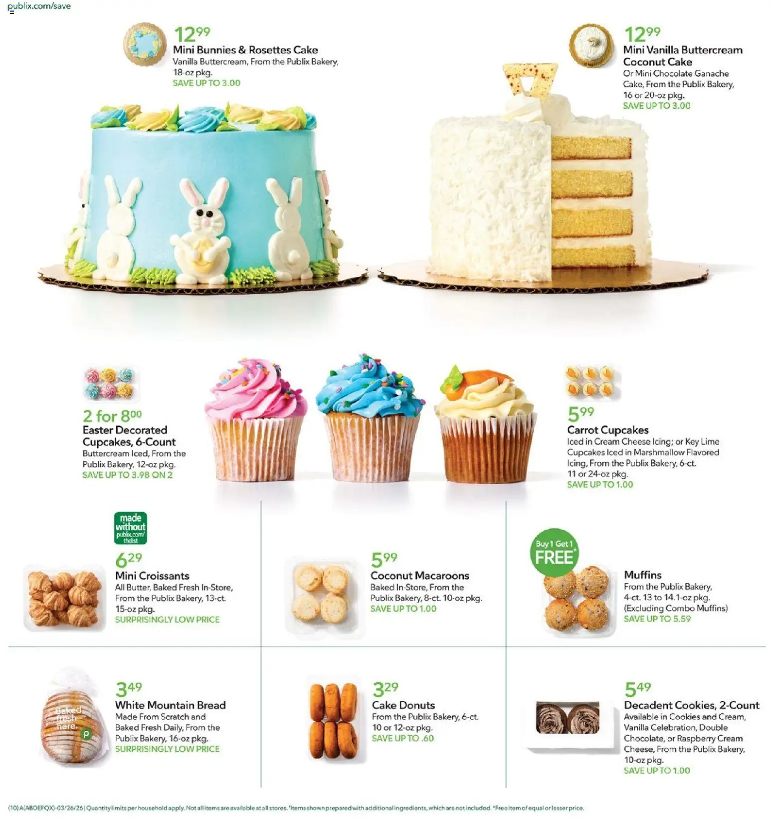 Publix Weekly Ad - valid from 25.03.2026 | Page: 10 | Products: Cheese, Cookies, Croissants, Lime