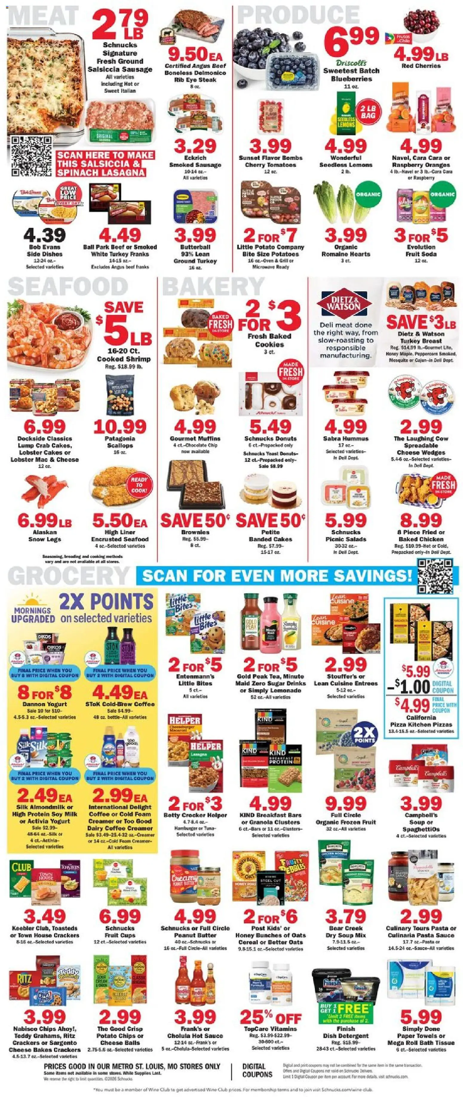 Schnucks Weekly Print Ad - MO - valid from 14.01.2026 | Page: 4 | Products: Bakery, Cheese, Detergent, Potatoes