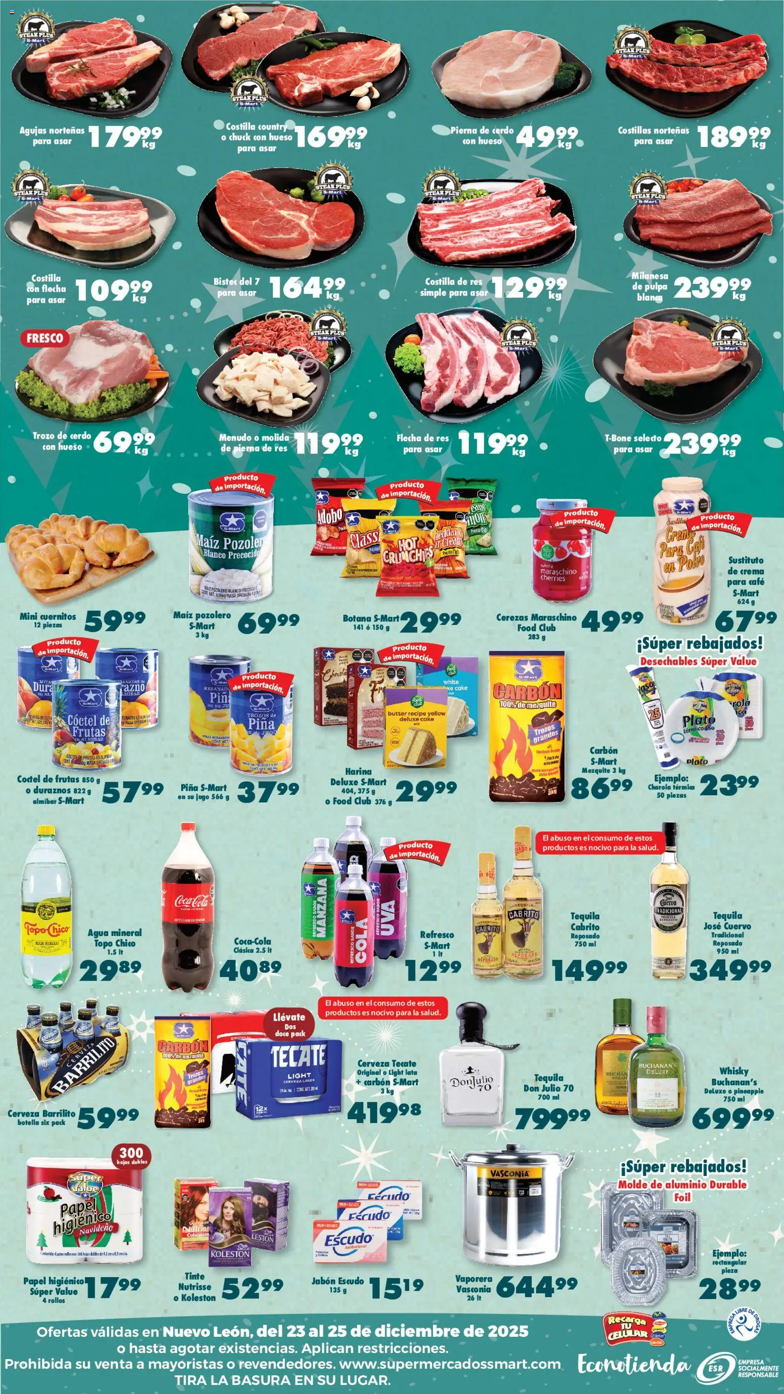 Nuevas ofertas de S-Mart válidas en toda la República Mexicana desde el 23.12.2025. ¡Encuentra las mejores ofertas en S-Mart folleto Monterrey! | Página: 2 | Productos: Crema, Agua, Cerveza, Piña