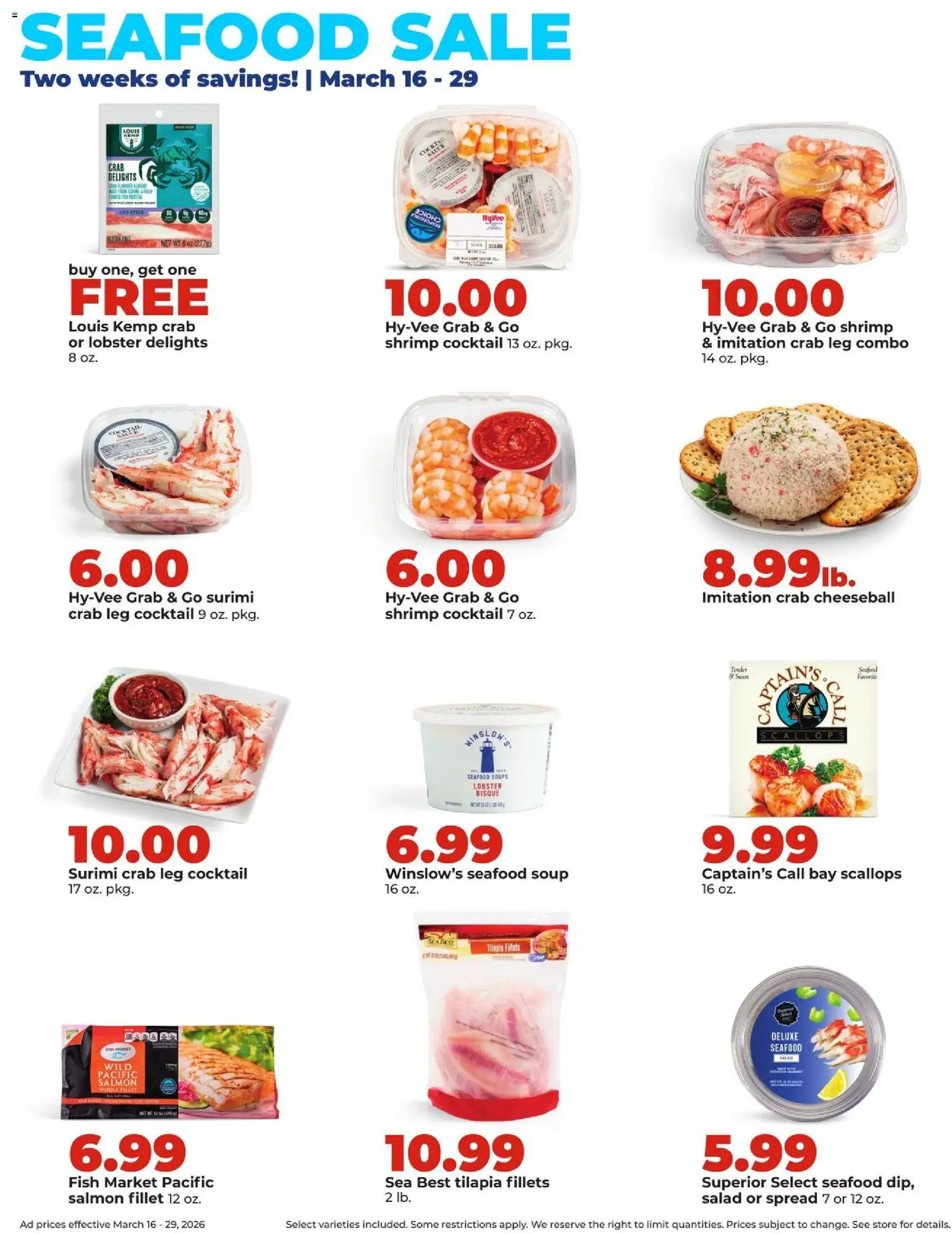 HyVee Weekly Ad - valid from 23.03.2026 | Page: 16 | Products: Fish, Salad, Sauce, Seafood