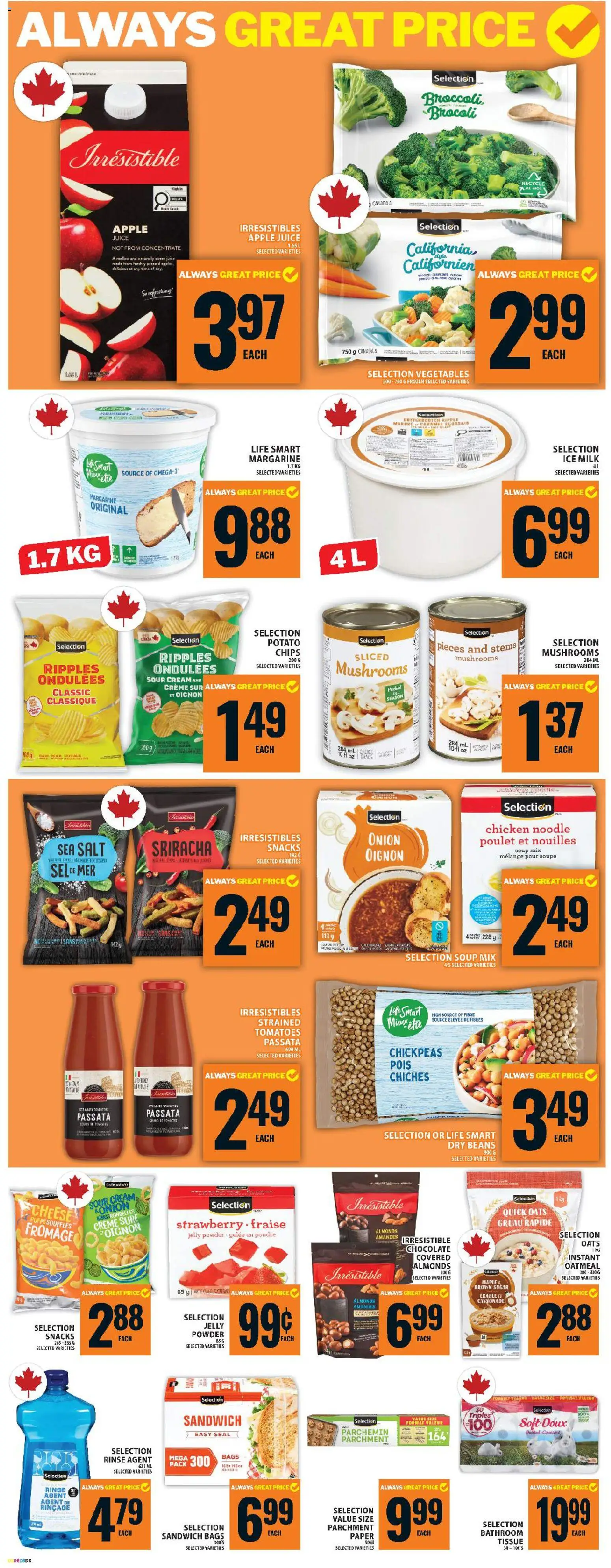 Food Basics flyer valid from 23.04.2026 | Page: 10 | Products: Chips, Cream, Chocolate, Juice