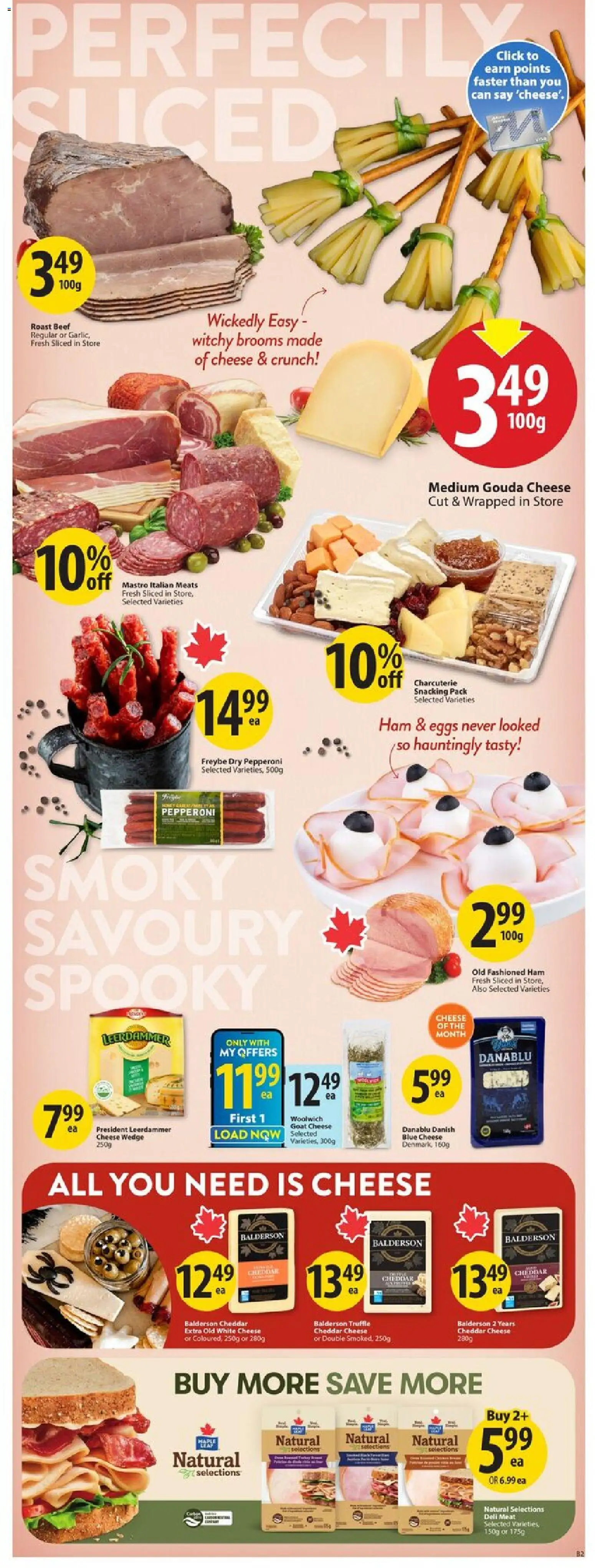 Save on foods flyer valid from 23.10.2025 | Page: 11 | Products: Beef, Cheese, Eggs, Ham