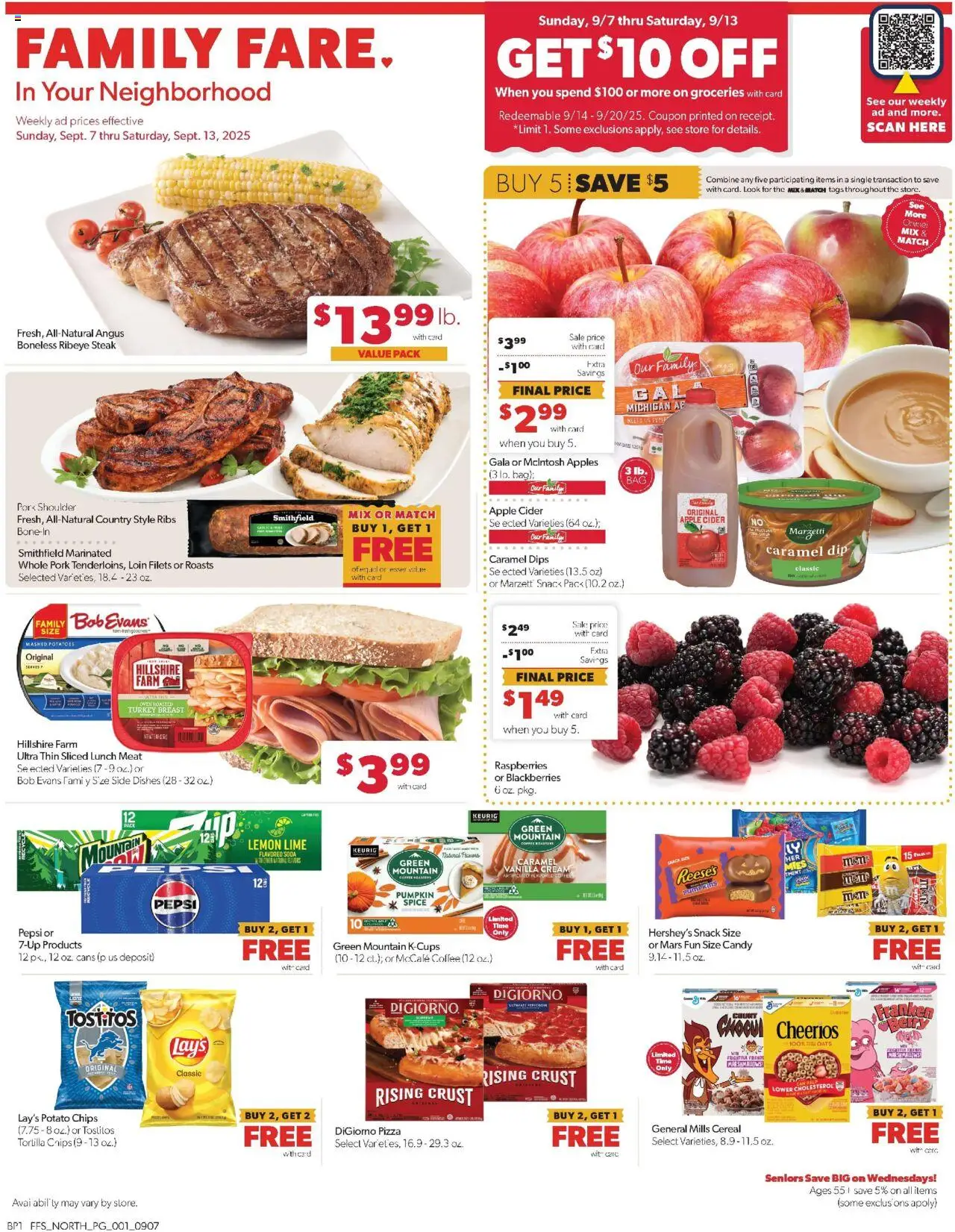 Family Fare Weekly Ad - valid from 07.09.2025 | Page: 1 | Products: Pizza, Chips, Potatoes, Pumpkin