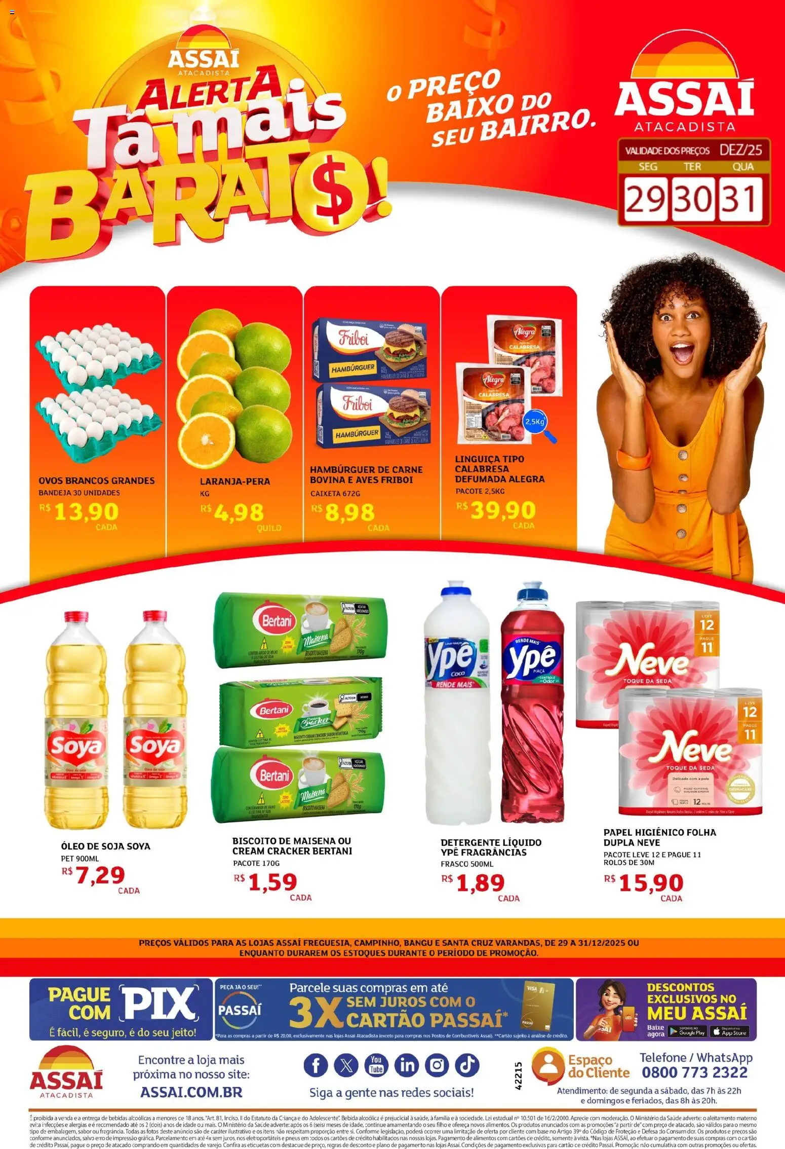 Assaí Atacadista Folheto - válido de 29.12.2025 | Página: 1 | Produtos: Biscoito, Detergente, Linguiça, Ovos