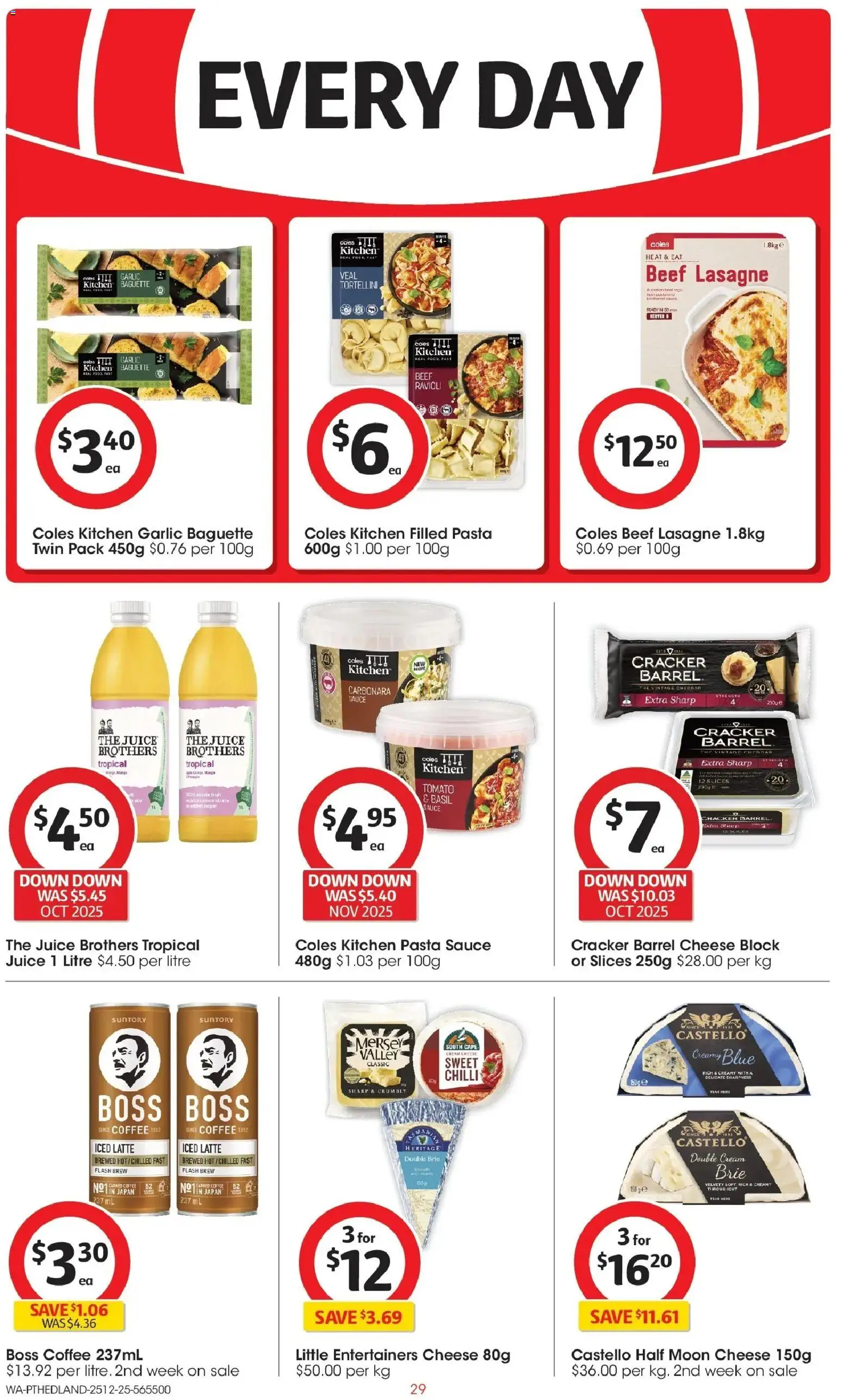 Coles catalogue - valid from 25.12.2025 | Page: 29 | Products: Cheese, Coffee, Pasta, Cream
