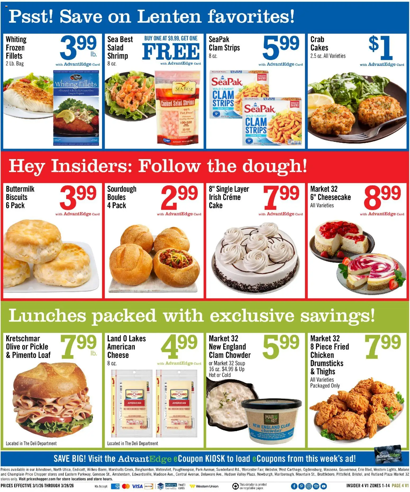 Price Chopper Insider Flyer - valid from 12.03.2026 | Page: 4 | Products: Cheese, Salad, Cheesecake, Bag