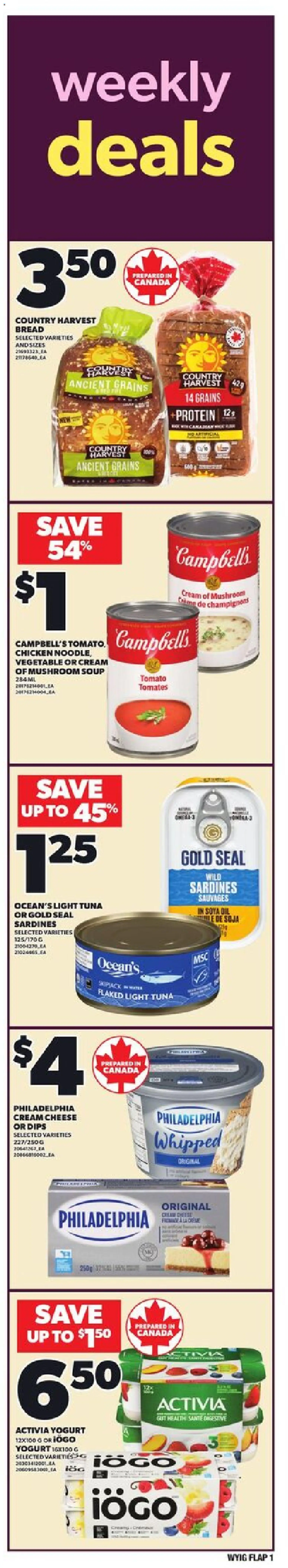 Loblaws flyer valid from 27.11.2025 | Page: 1 | Products: Cream, Cheese, Yogurt, Bread