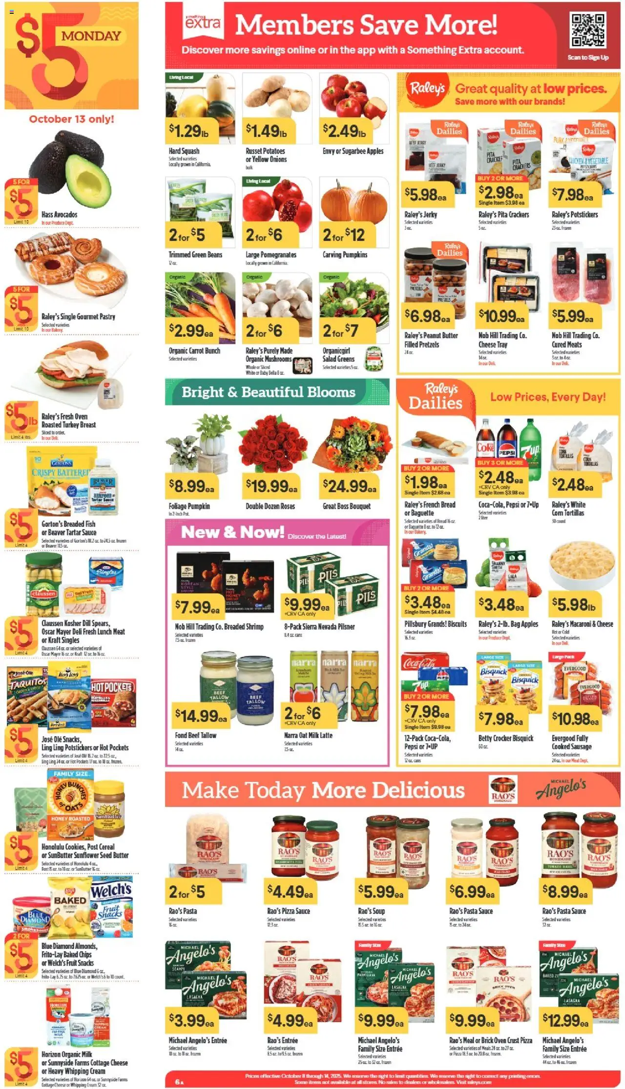 Raley's Weekly Ad - valid from 08.10.2025 | Page: 6 | Products: Milk, Butter, Cottage cheese, Sausage