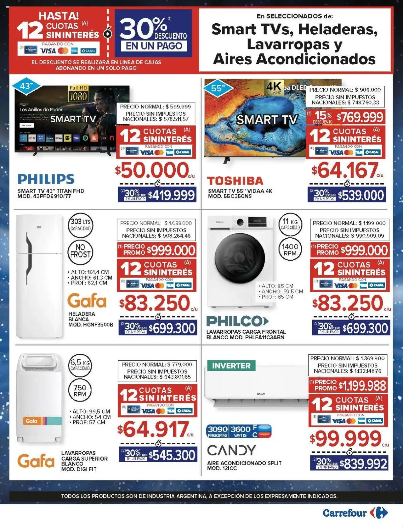Carrefour ofertas │ válido desde el 10.09.2025 | Página: 25 | Productos: Aire acondicionado, Lavarropas, Heladera, Té