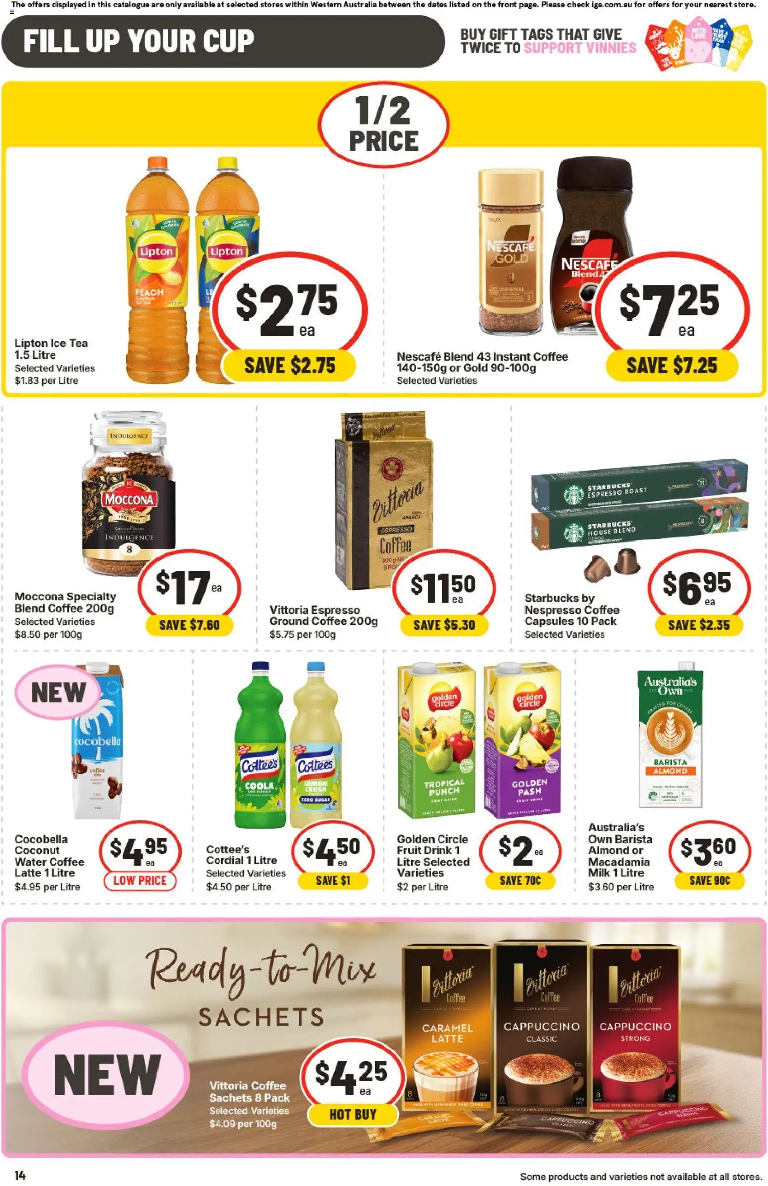 IGA catalogue - valid from 12.11.2025 | Page: 17 | Products: Coffee, Water, Peach, Moccona
