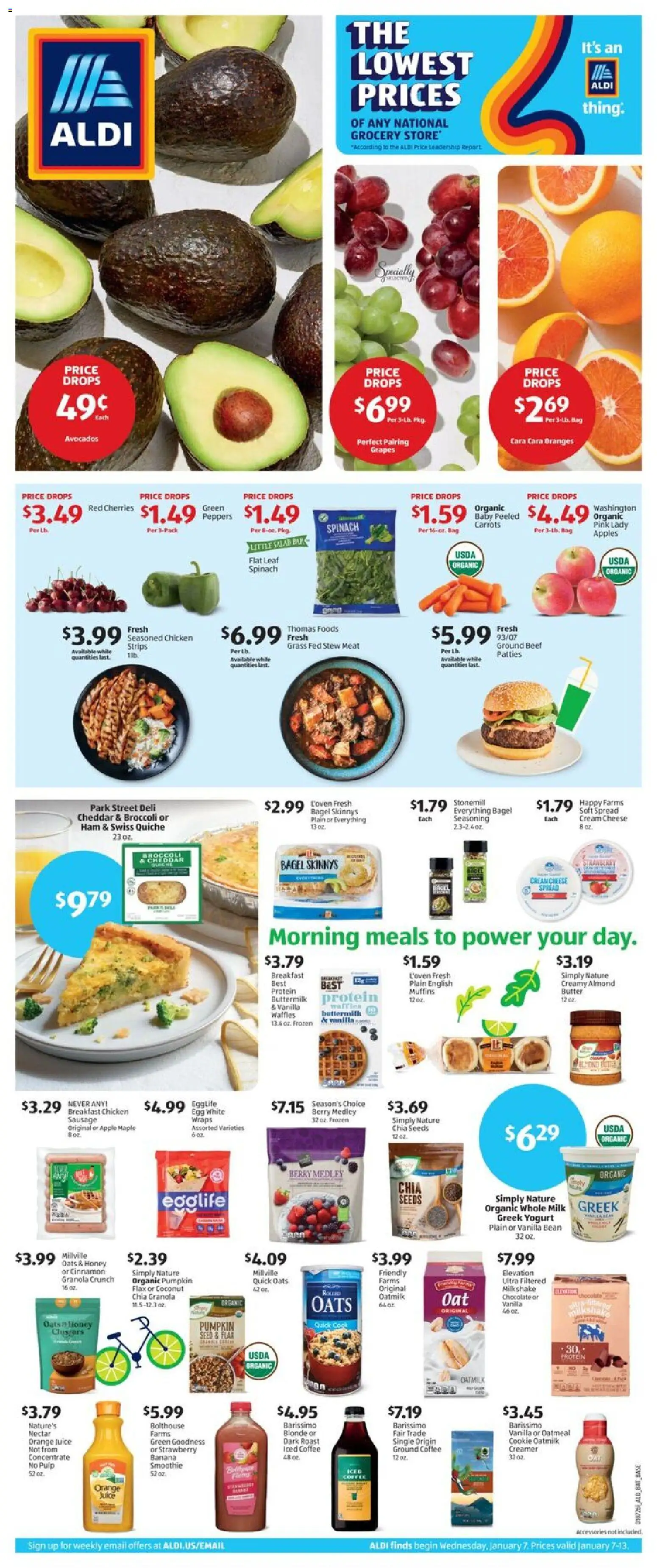 Aldi Weekly Ad - valid from 07.01.2026 | Page: 1 | Products: Cherries, Spinach, Cheese, Pumpkin