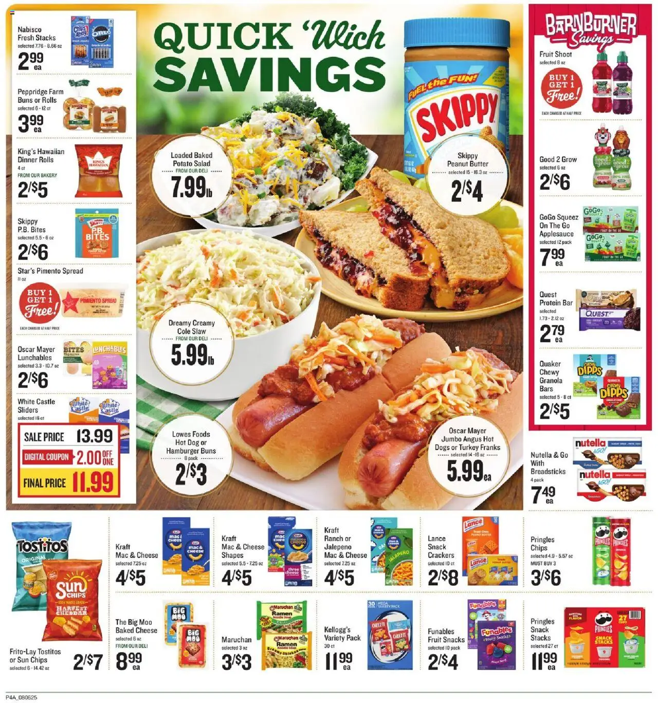 Lowes Foods Weekly Ad - valid from 06.08.2025 | Page: 5 | Products: Bakery, Butter, Cheese, Chips