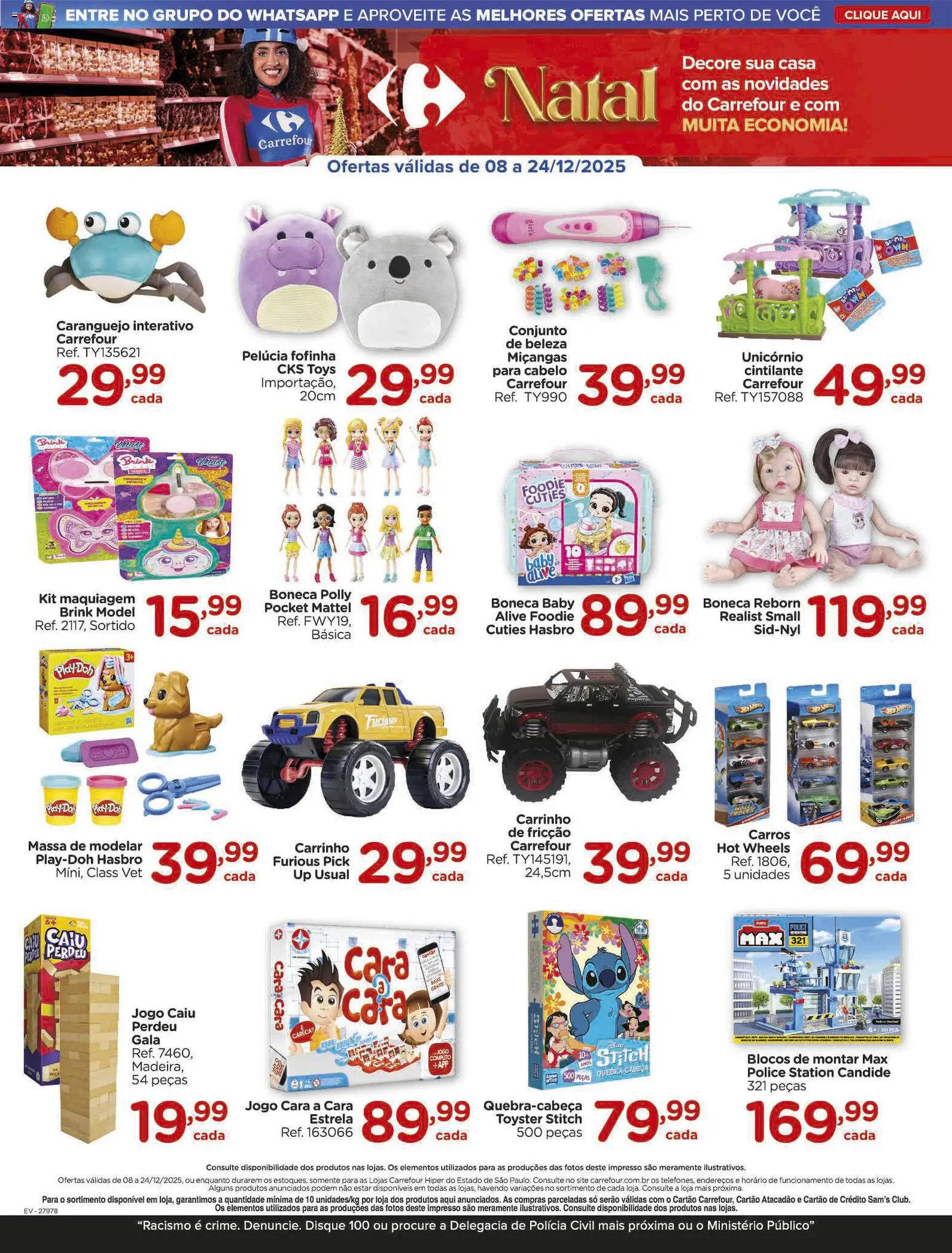Carrefour Folheto - válido de 08.12.2025 | Página: 7 | Produtos: Cará, Maquiagem, Boneca, Pelúcia
