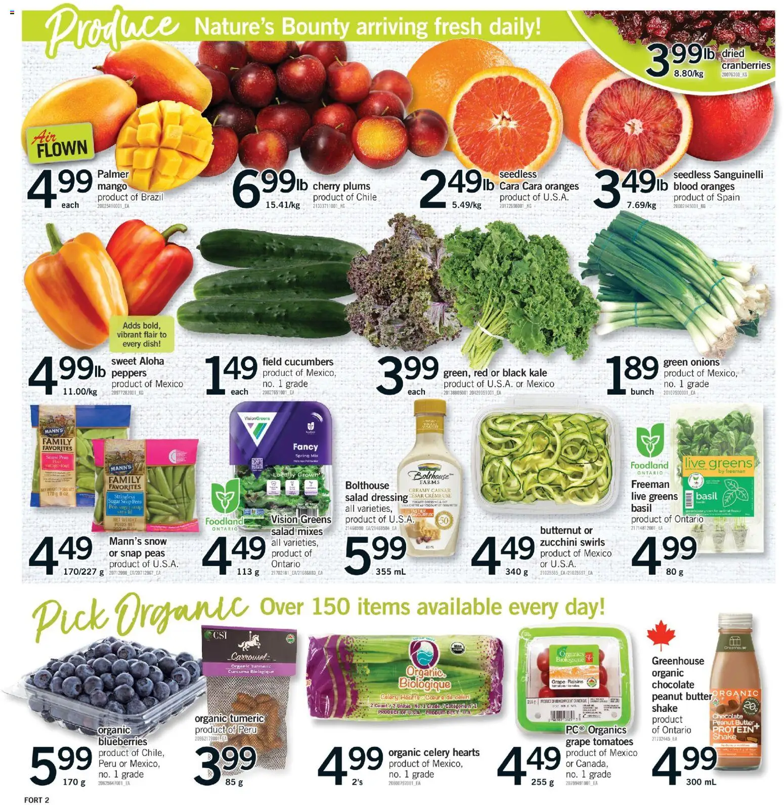 Fortinos flyer valid from 05.03.2026 | Page: 3 | Products: Cucumbers, Salad, Yogurt, Oranges