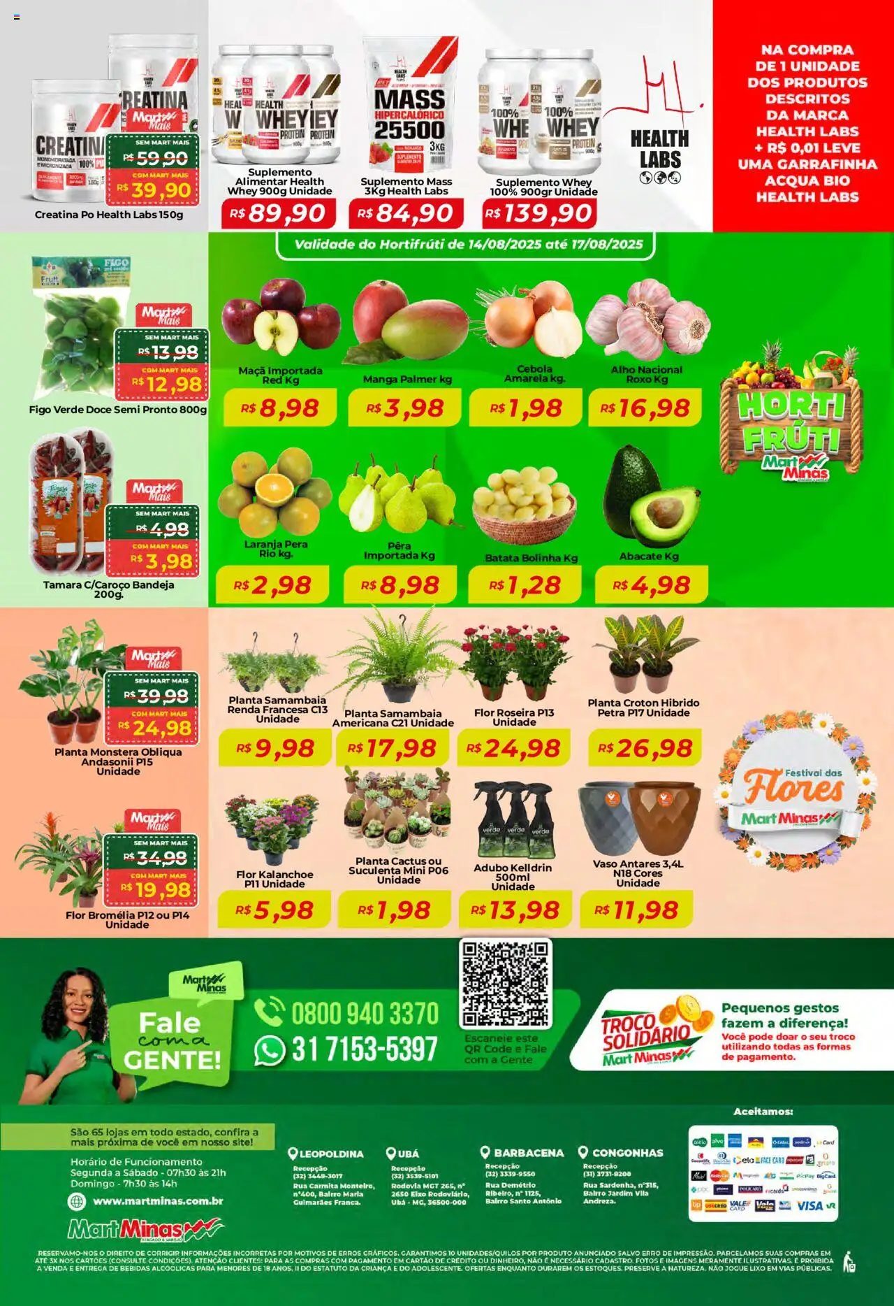 Mart Minas Folheto - válido de 14.08.2025 | Página: 8 | Produtos: Flores, Vaso, Bandeja, Batata