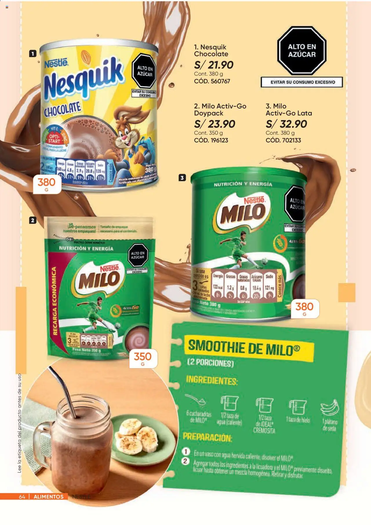 Catálogo Azzorti válido desde 28.07.2025 | Página: 64 | Productos: Leche, Empaque, Peso, Licuadora