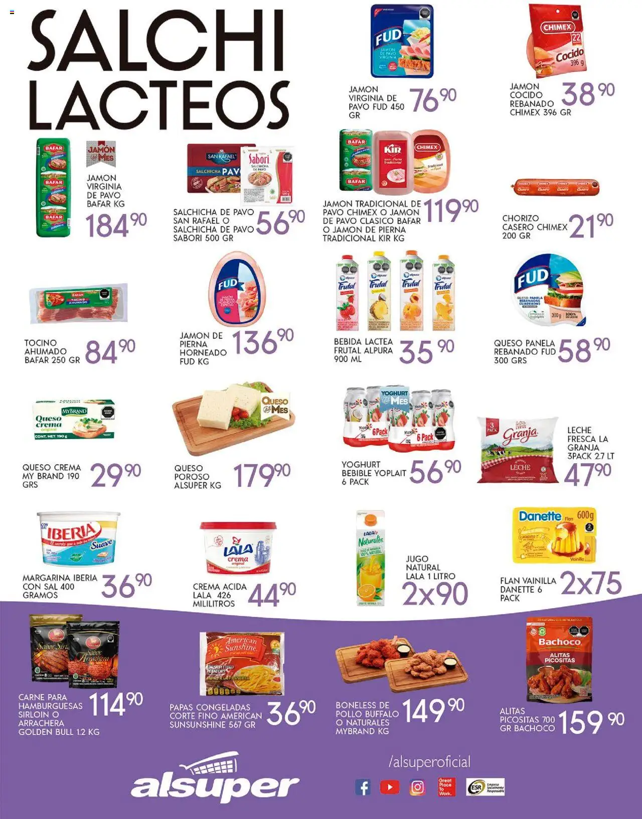 Nuevas ofertas de Alsuper válidas en toda la República Mexicana desde el 07.10.2025. ¡Encuentra las mejores ofertas en Alsuper - Folleto Durango! | Página: 3 | Productos: Queso crema, Queso, Jamón, Té