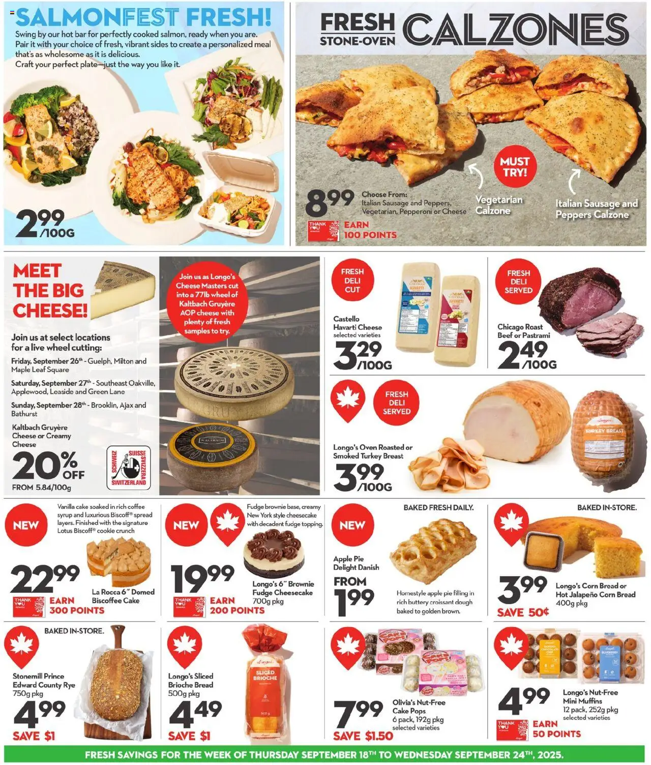 Longo's flyer valid from 18.09.2025 | Page: 10 | Products: Beef, Cheese, Bread, Coffee