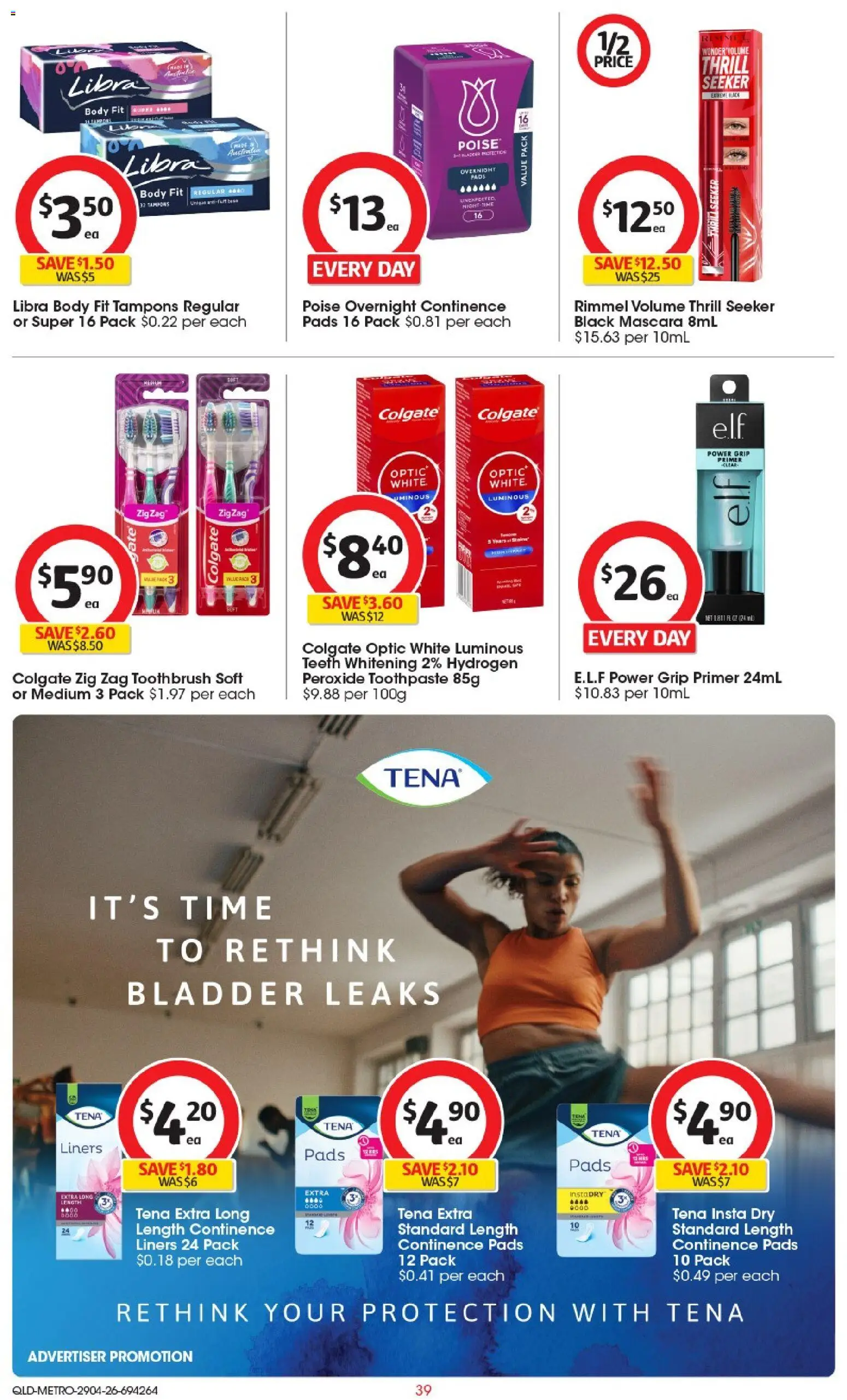 Coles catalogue - valid from 29.04.2026 | Page: 39 | Products: Mascara, Toothpaste, Toothbrush, Tampons