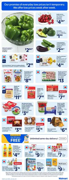 Preview of Walmart weekly flyer from shop Walmart valid from 15.01.2026 | Page: 3 | Products: Salad, Cheese, Chocolate, Pizza