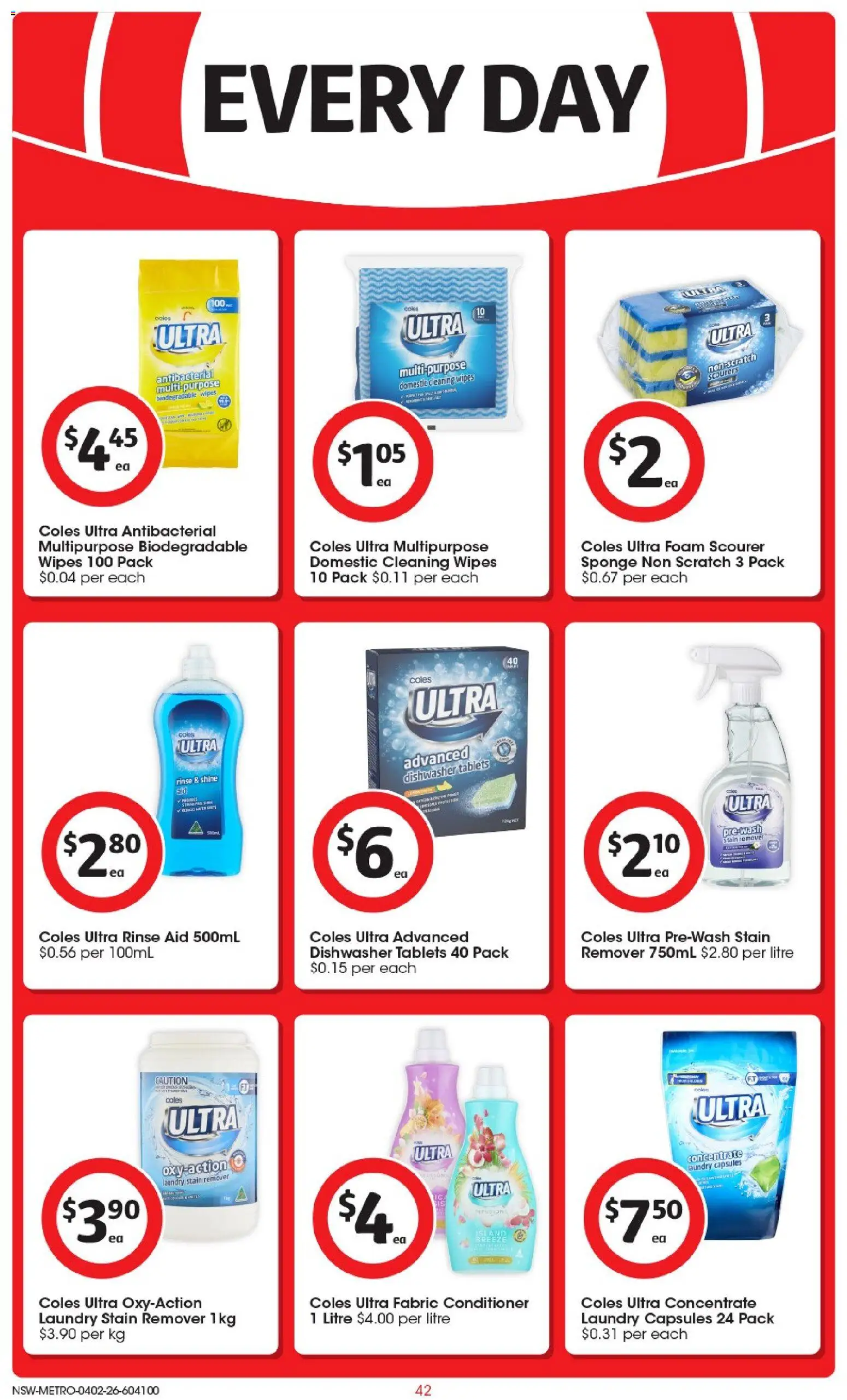 Coles catalogue - valid from 04.02.2026 | Page: 42 | Products: Conditioner, Stain remover, Sponge, Tablets