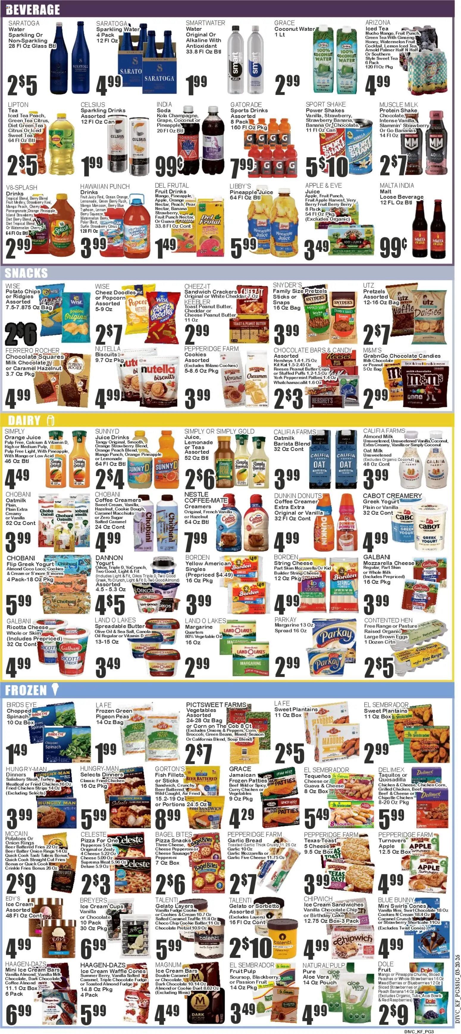Key Food Weekly Ad - valid from 20.03.2026 | Page: 3 | Products: Beer, Chips, Vegetables, Peach