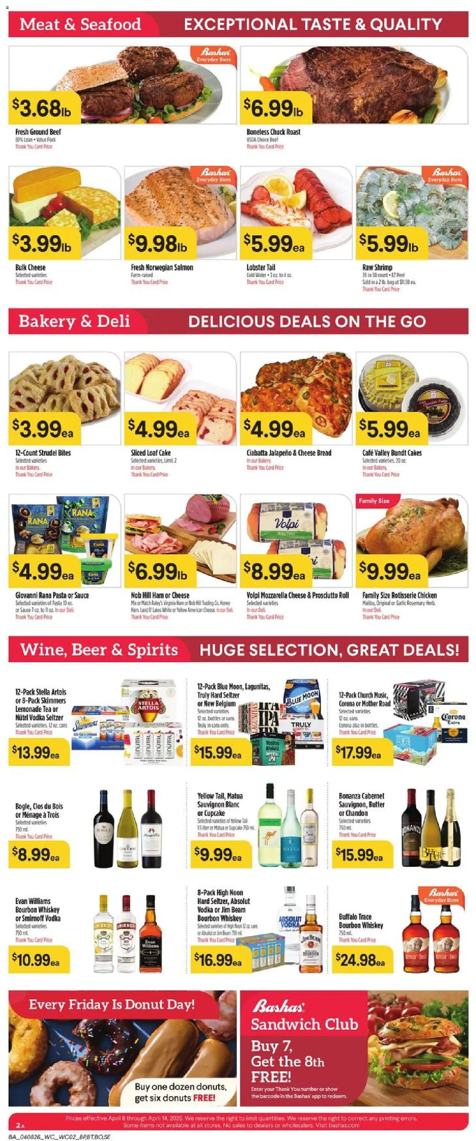 Basha's Weekly Ad - valid from 08.04.2026 | Page: 2 | Products: Tea, Vodka, Seafood, Cupcake