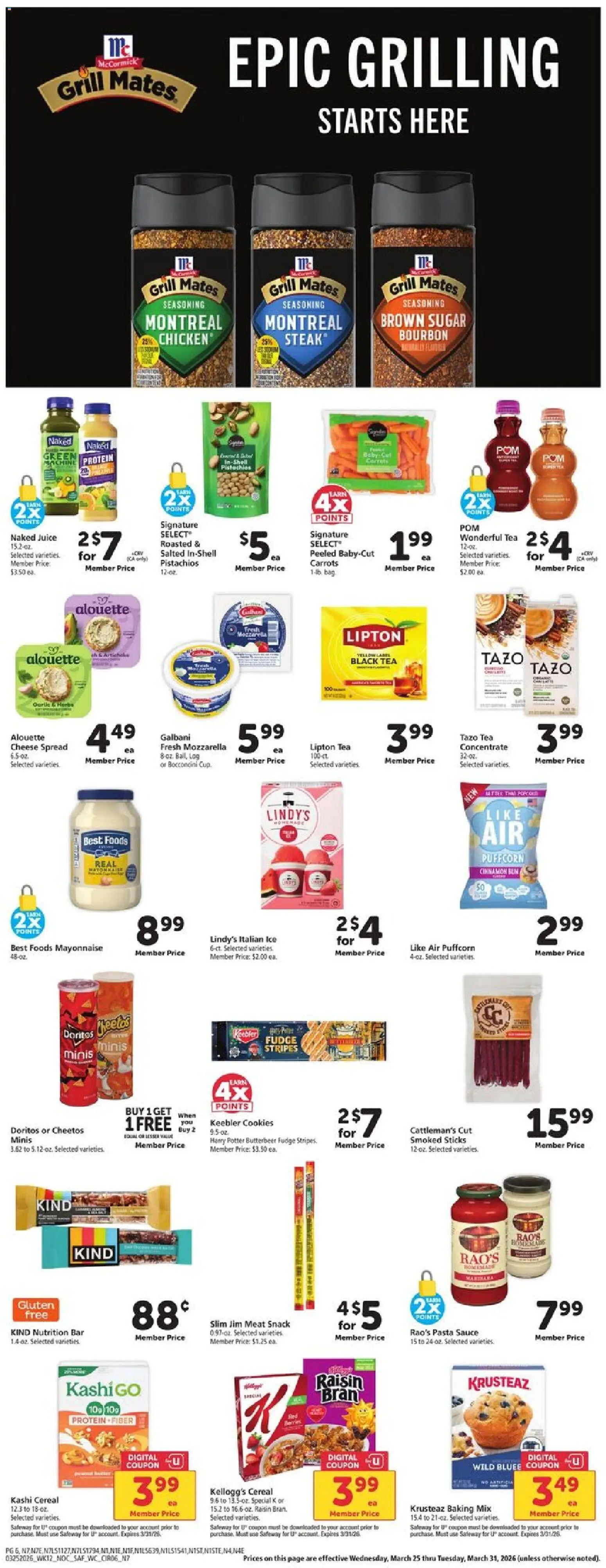 Safeway Weekly Ad - valid from 25.03.2026 | Page: 6 | Products: Juice, Bourbon, Bag, Grill