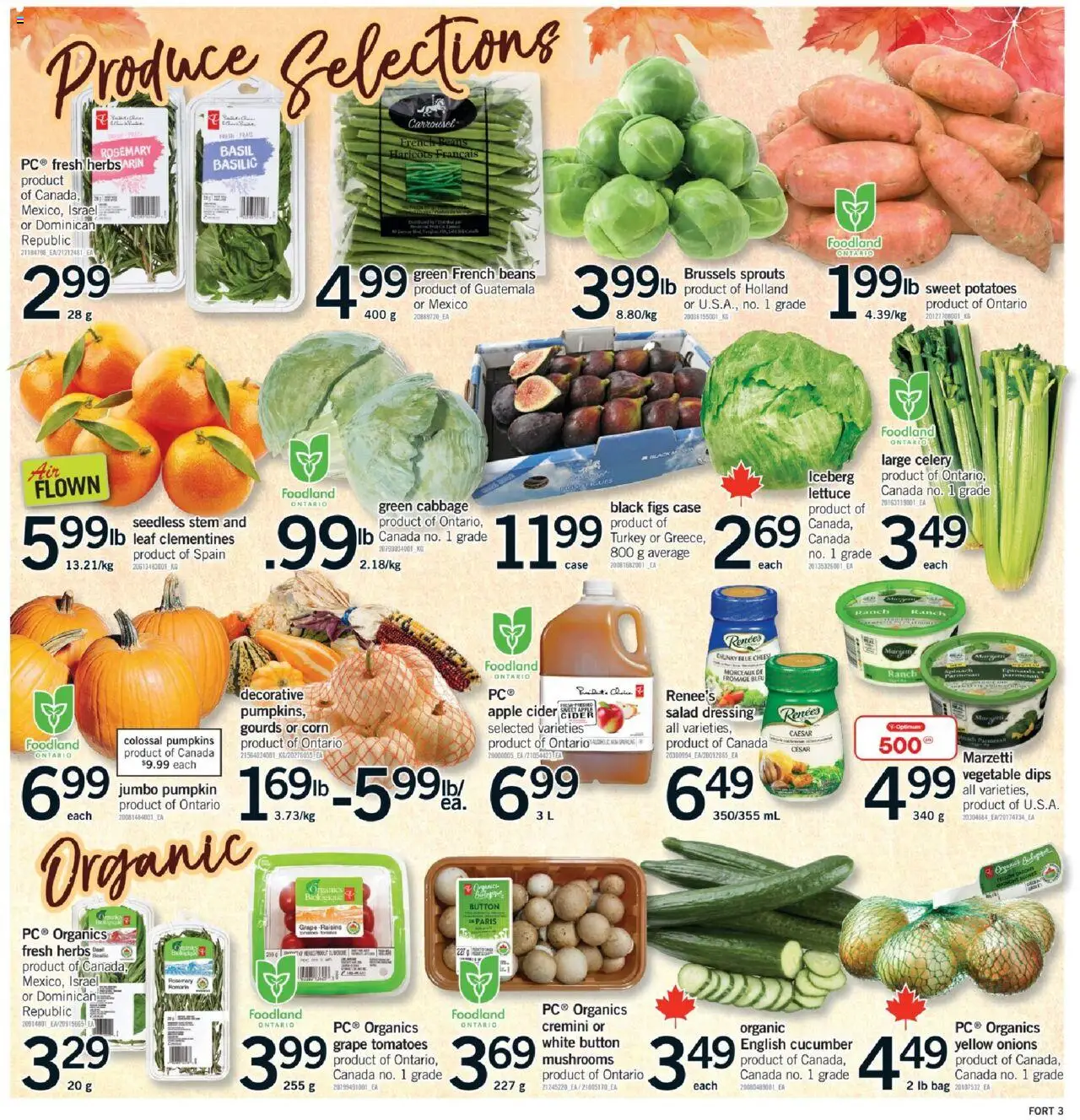Fortinos flyer valid from 09.10.2025 | Page: 4 | Products: Salad, Potatoes, Cheese, Tomatoes