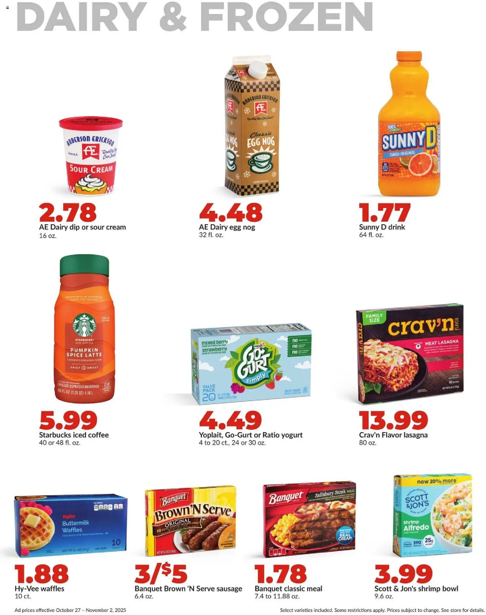 HyVee Weekly Ad - valid from 27.10.2025 | Page: 27 | Products: Coffee, Cream, Sausage, Pumpkin