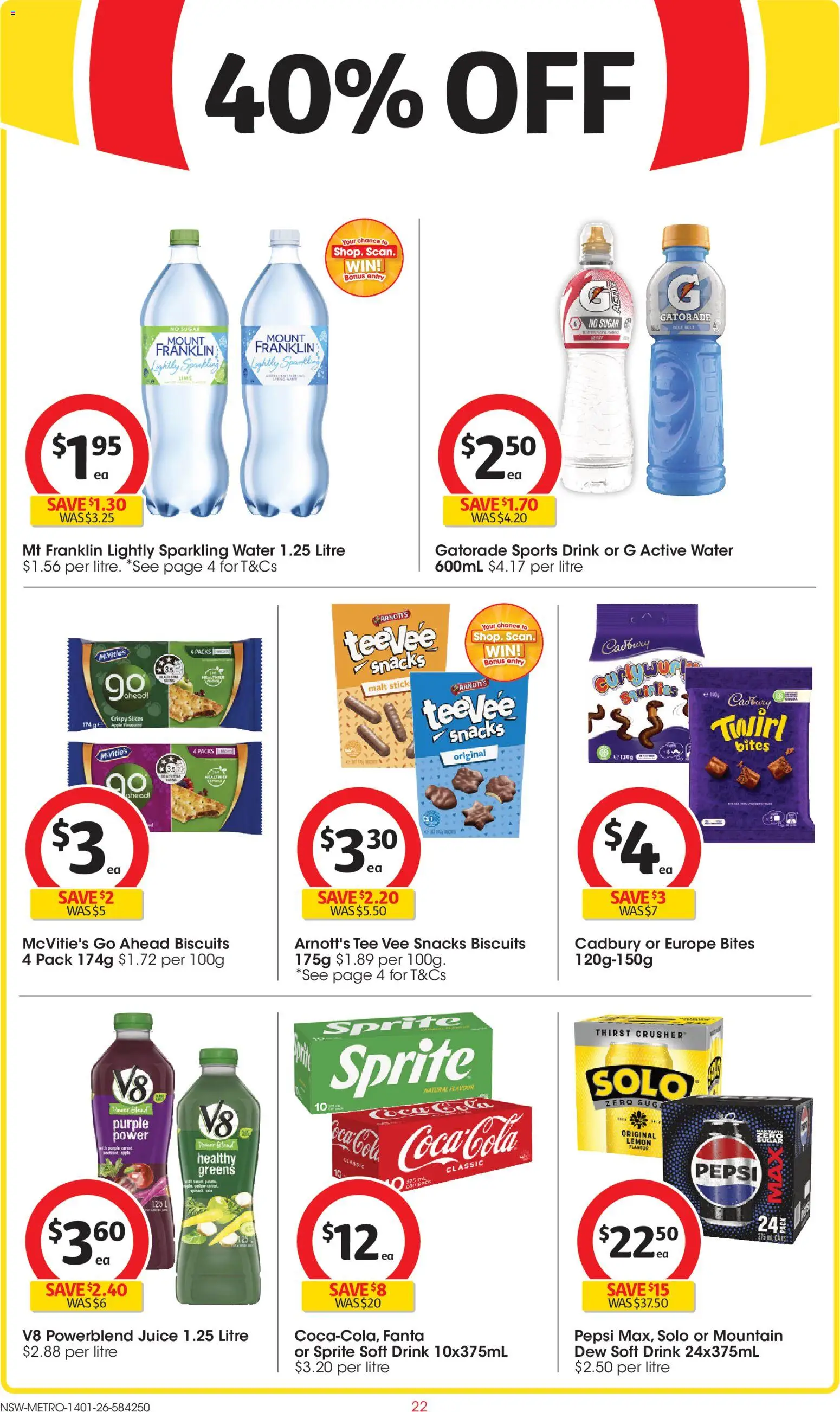 Coles catalogue - valid from 14.01.2026 | Page: 22 | Products: Juice, Coca Cola, Biscuits, Water