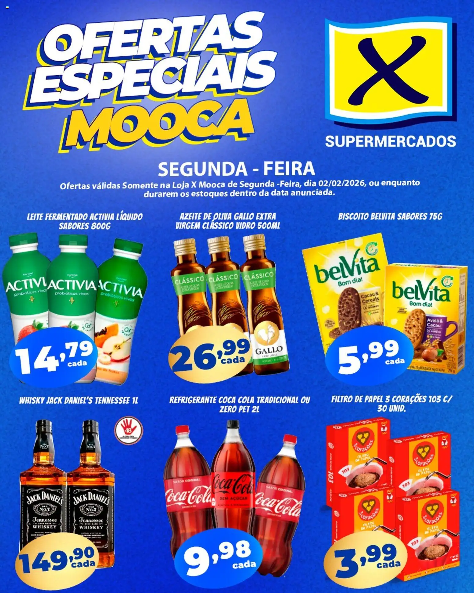 X Supermercados Folheto - válido de 02.02.2026 | Página: 1 | Produtos: Leite, Azeite, Leite fermentado, Avelã
