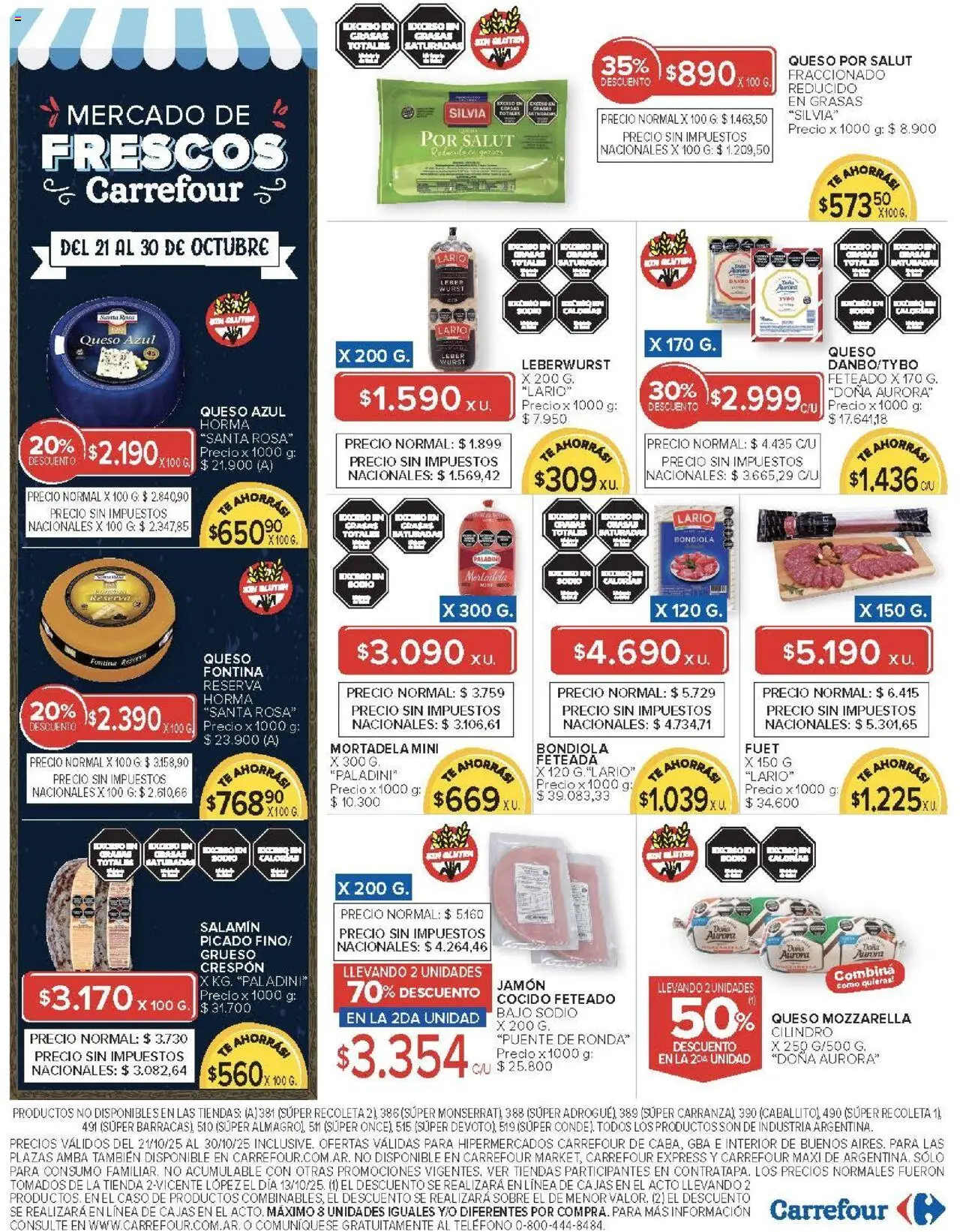 Carrefour ofertas │ válido desde el 21.10.2025 | Página: 5 | Productos: Caso, Queso, Jamón, Té